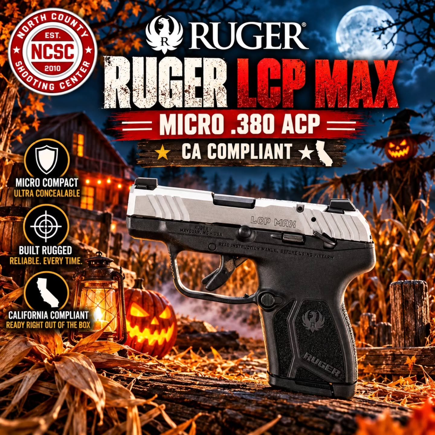 🧛🦇 This Ruger LCP Max is once bitten. 

☎️ 760.798.7300

@rugersofficial #Ruger #CCW #ConcealedCarry #LCPMax