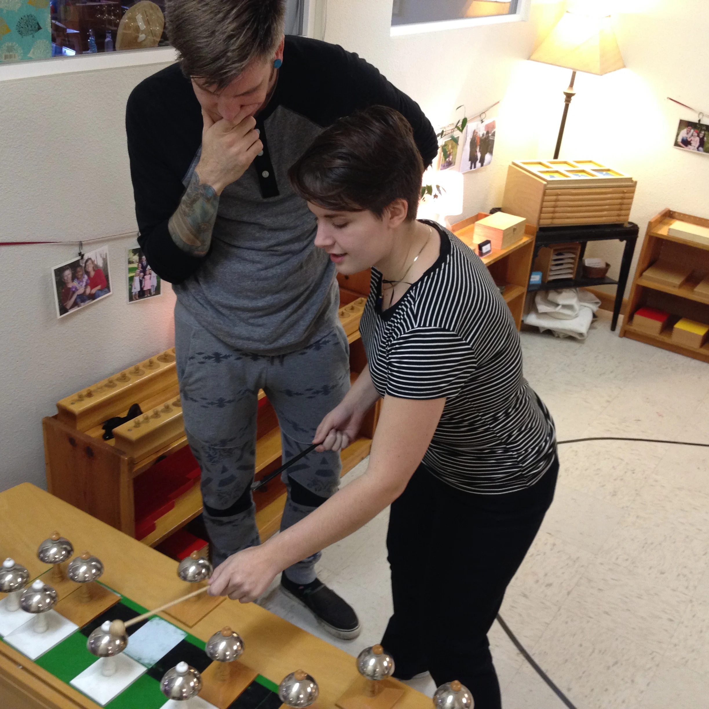 Staff members practice matching the Bells.