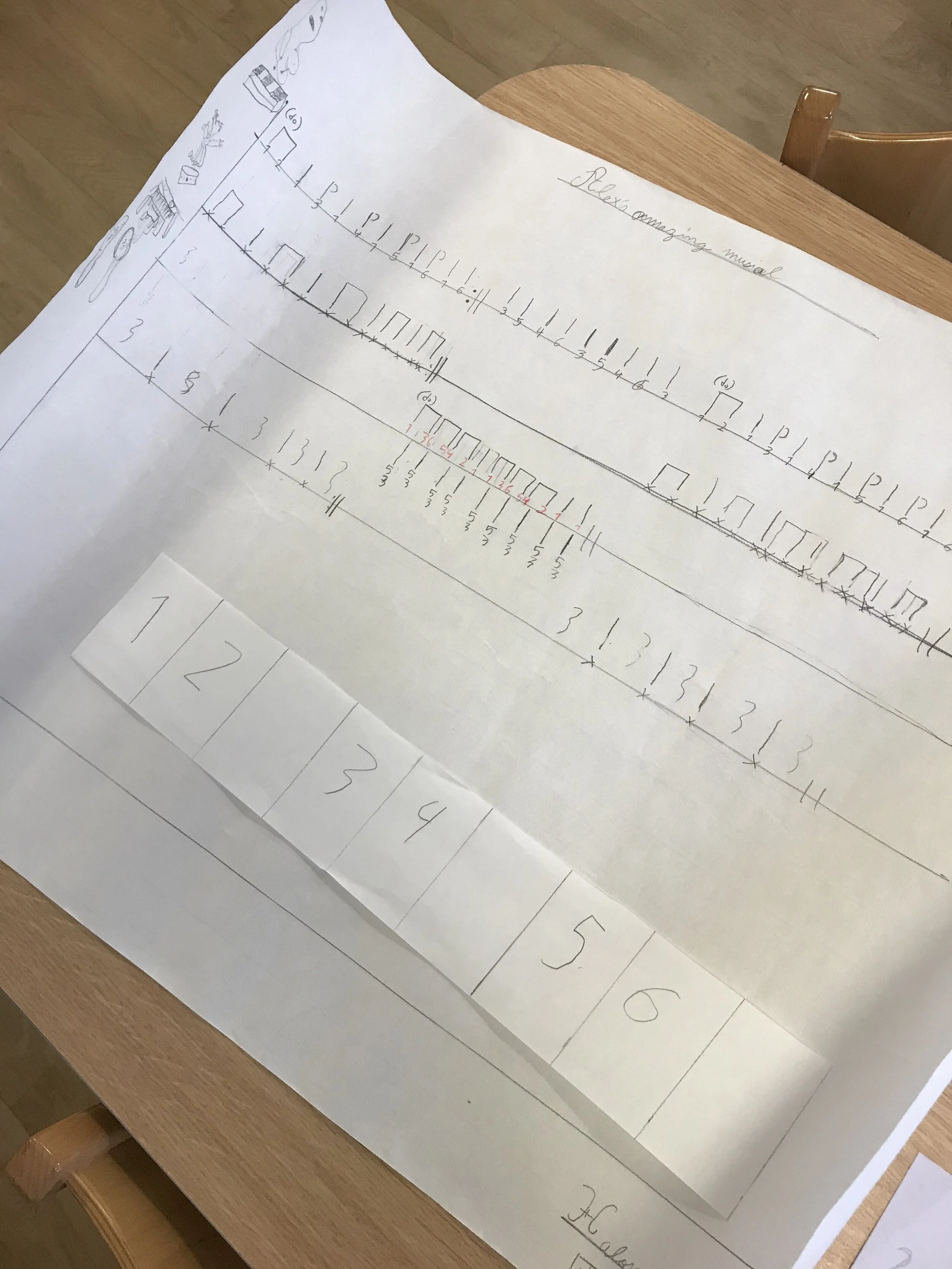 In these photos you get a good view of Alex’s “Halloween” scale. It’s a six-note scale that actually sounds pretty creeeeepy…