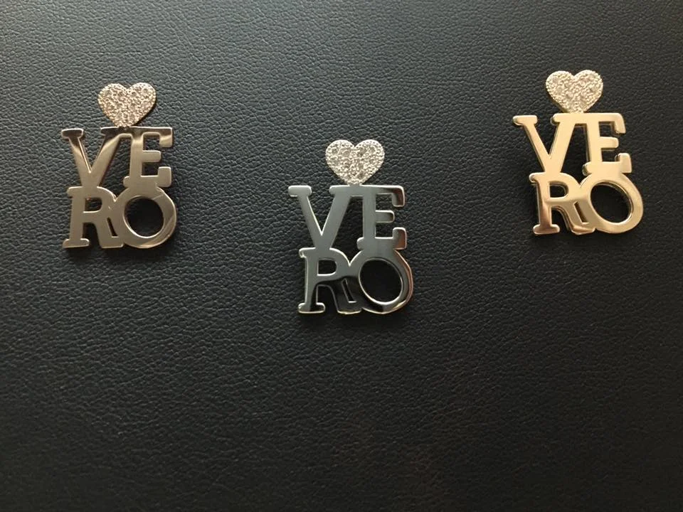  Rose Gold, White Gold, and Yellow Gold Pavé Diamond "Love Vero" Charms