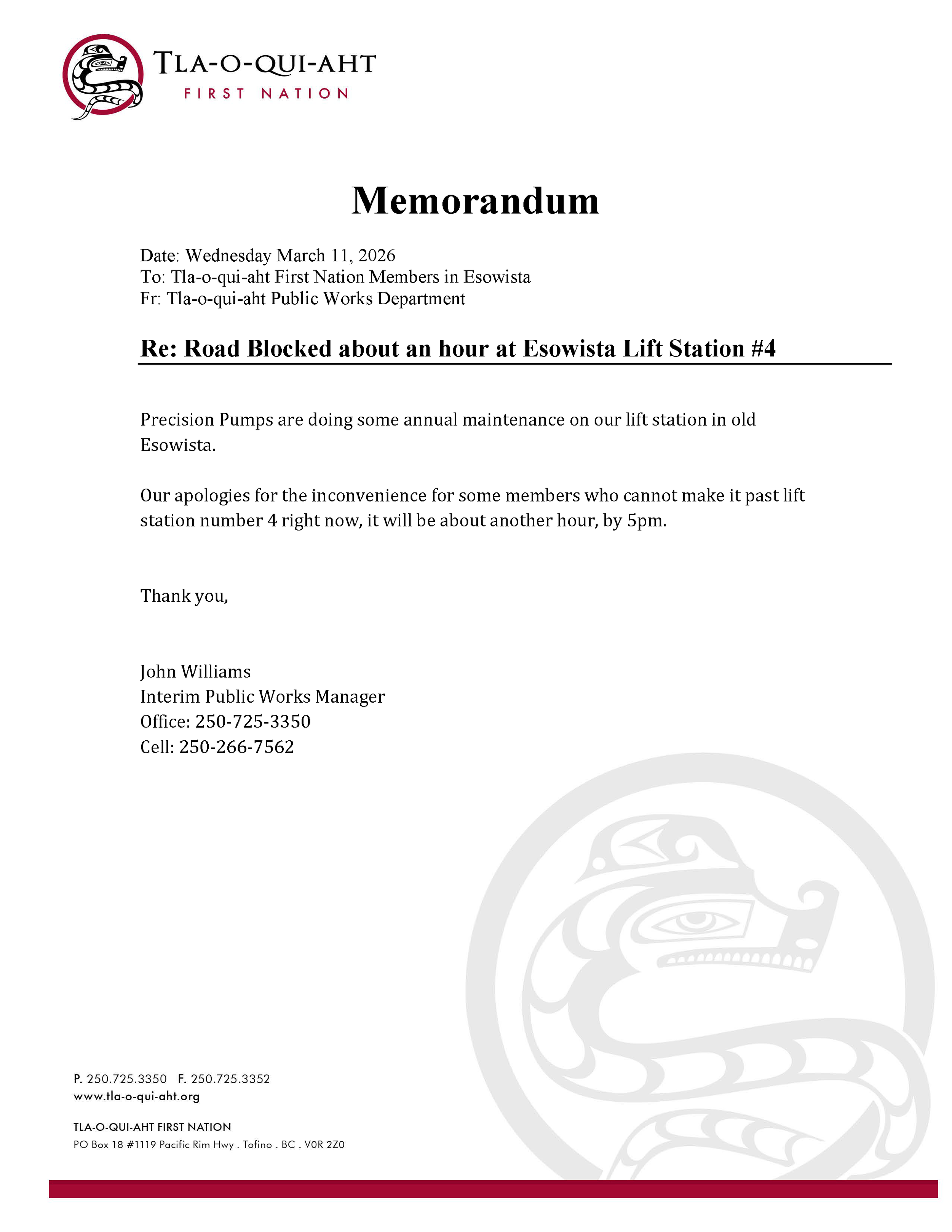 Road at Esowista Lift 4 blocked about an hour.png