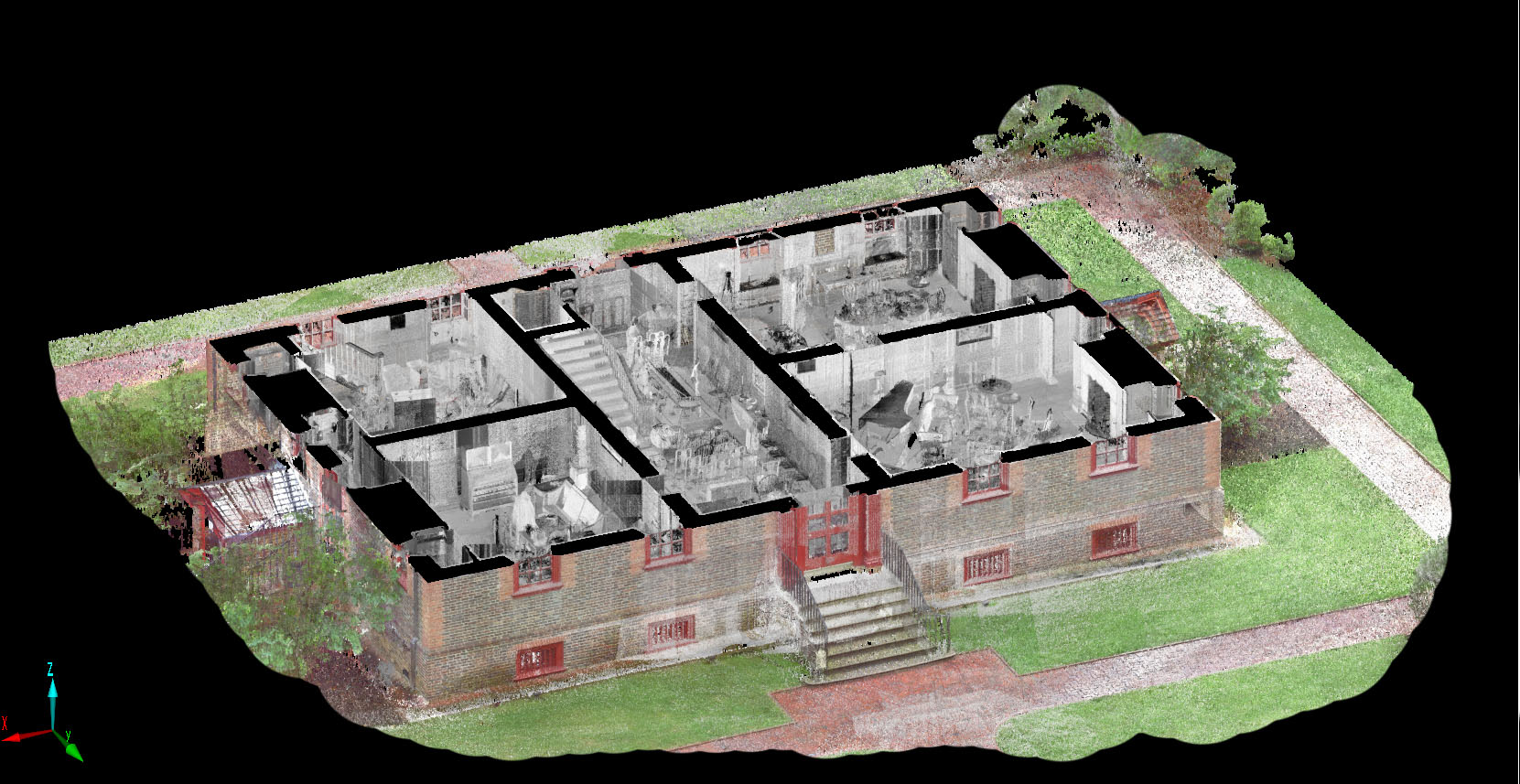 A section can be cut through the point cloud at any desired height.