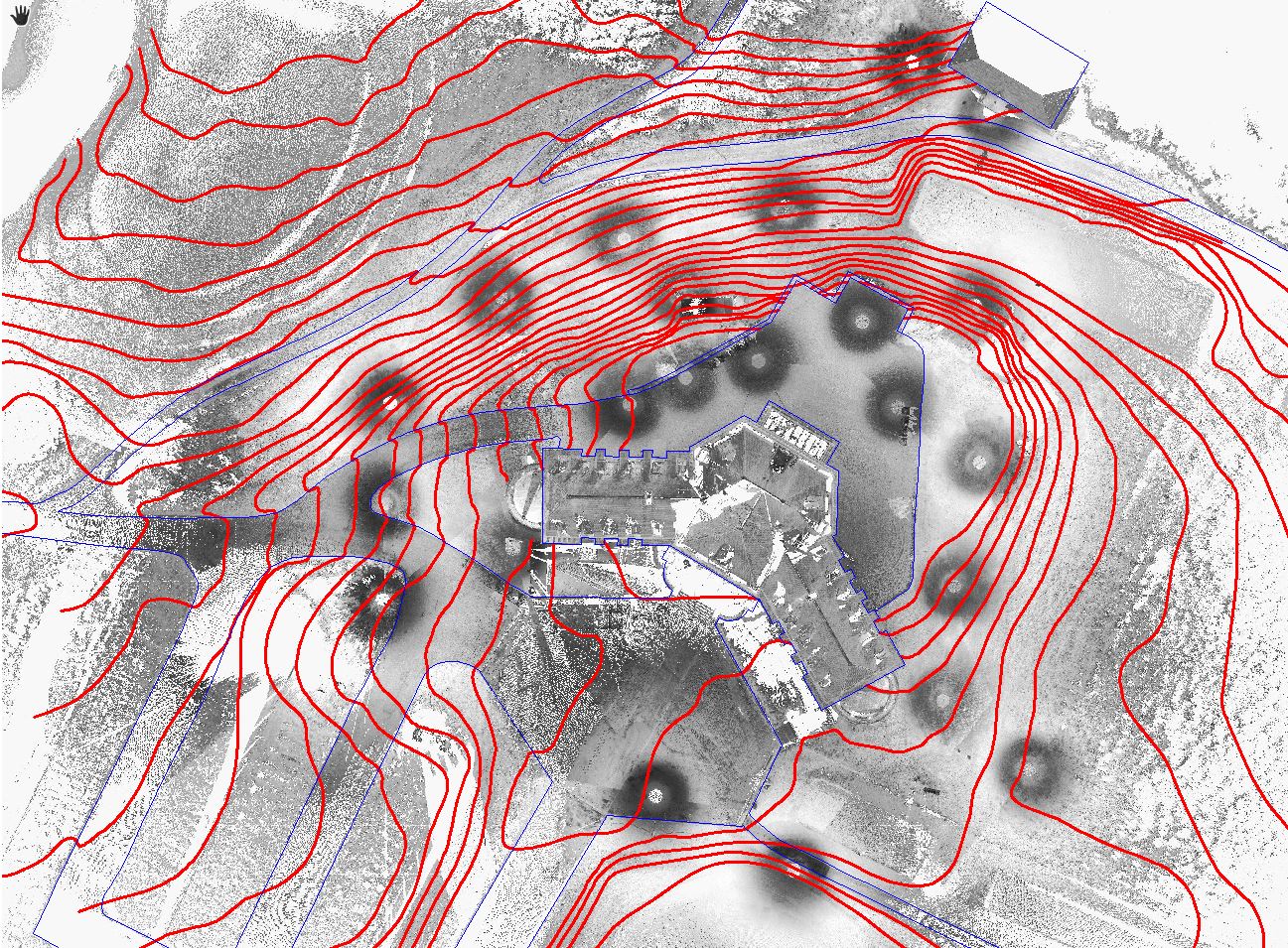 Recorded topography scans can be used to generate site contours in any interval desired.