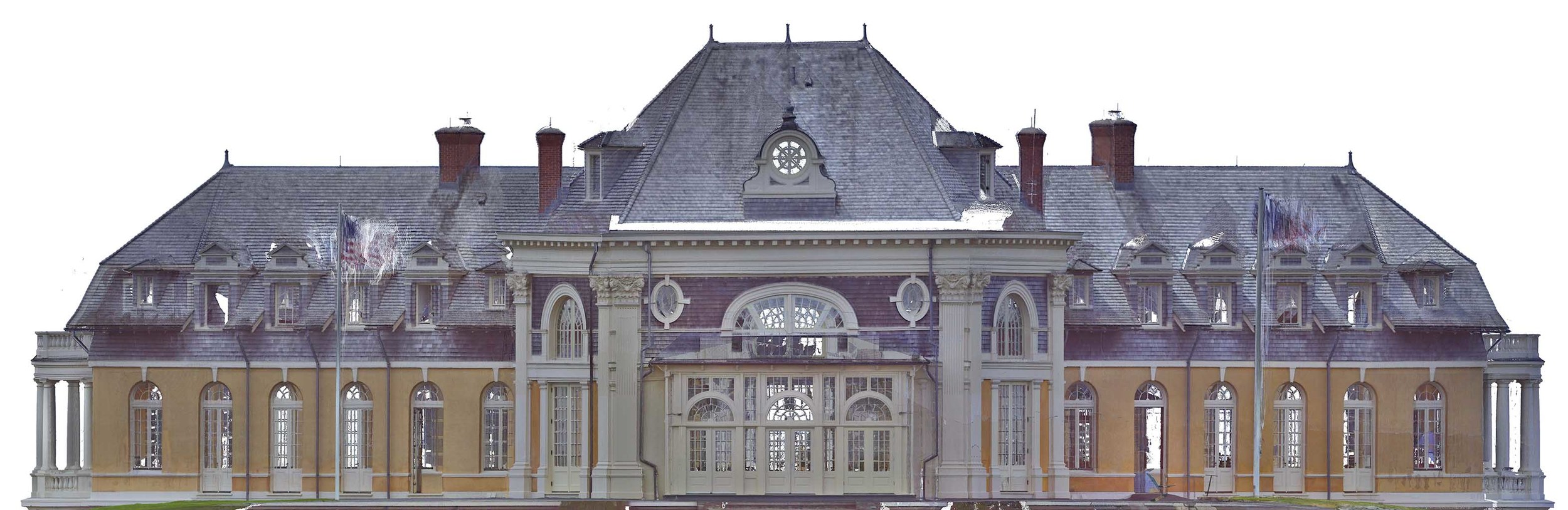 Rendering the point cloud data from the scanner in an orthographic method provides us the scaled elevation.