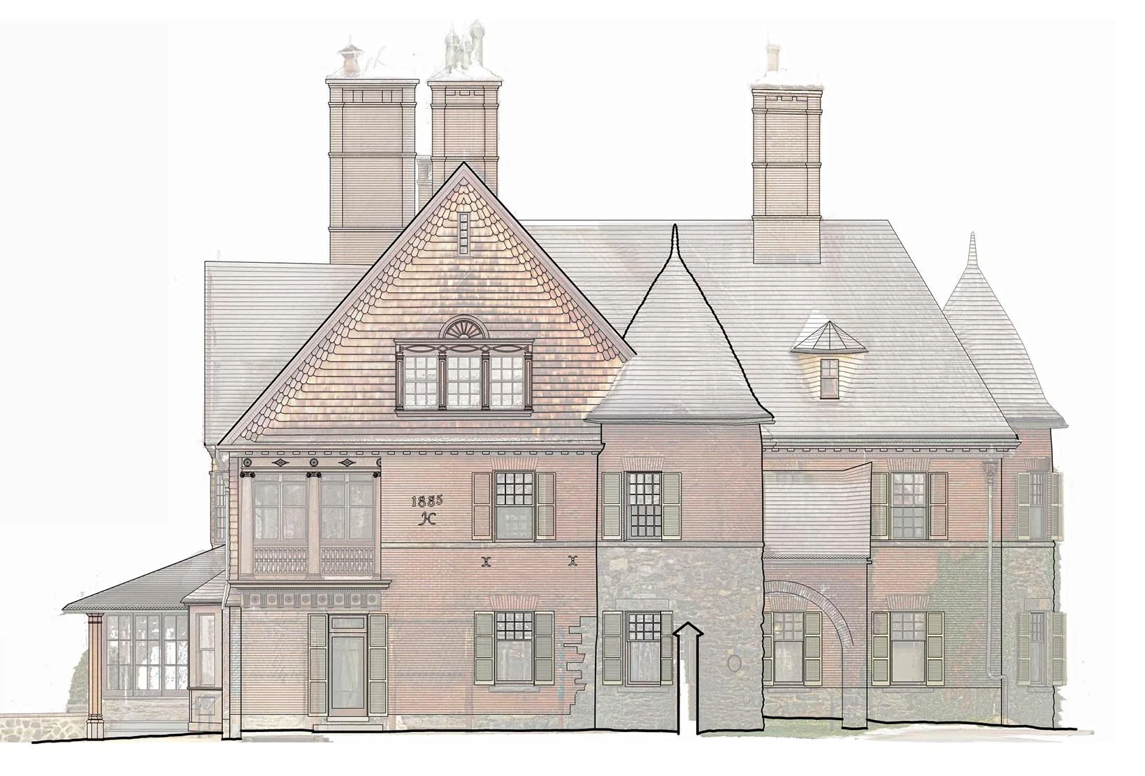 Line work is then traced over the point cloud elevation in AutoCAD