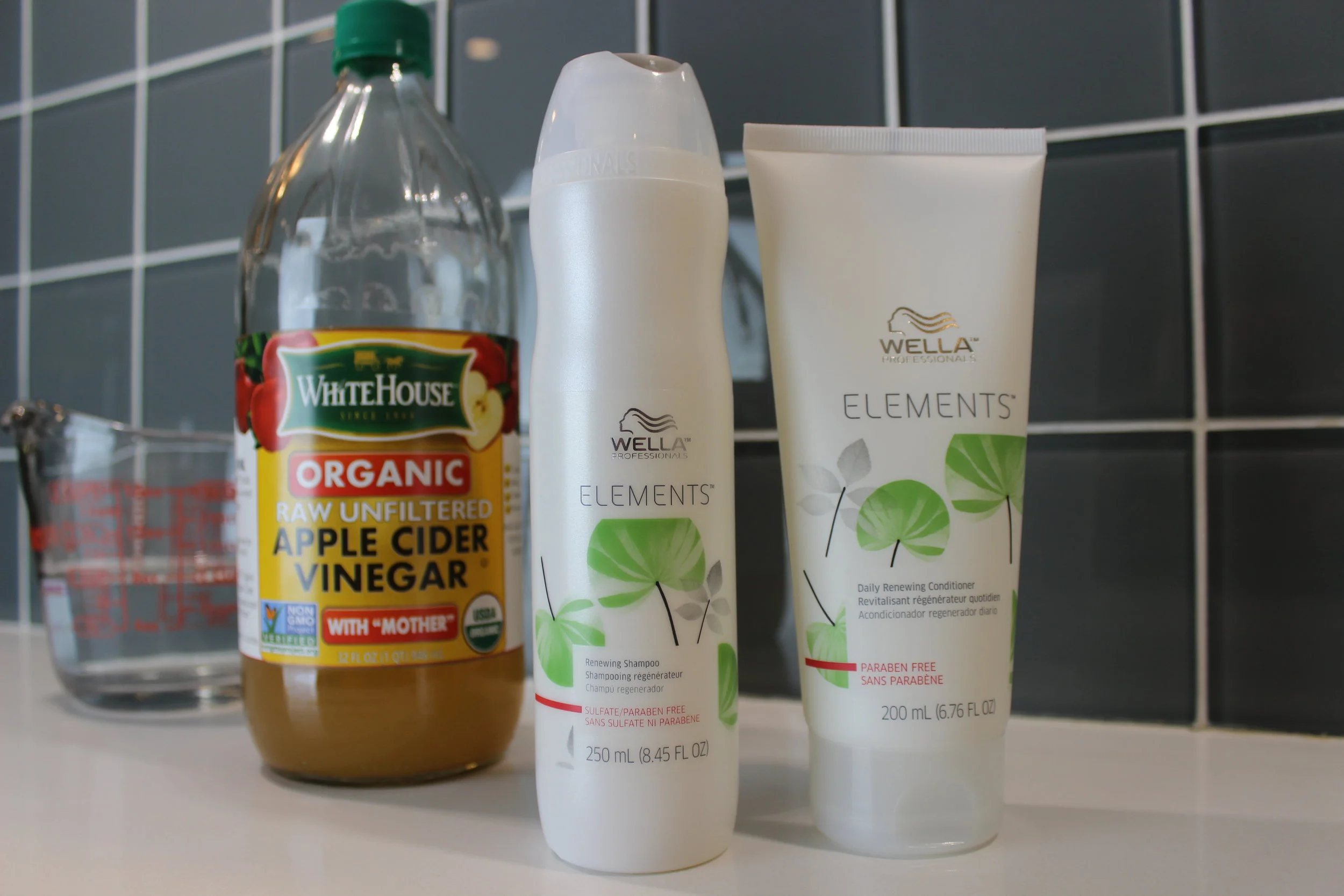 The Apple Cider Vinegar Rinse pairs perfectly with Wella Elements Shampoo and Conditioner 