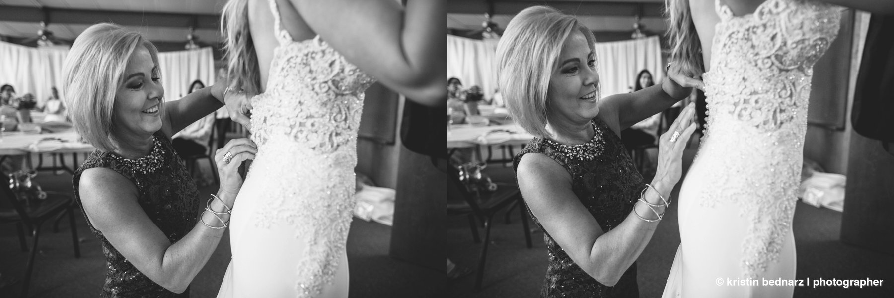 Momma and the dress. Now this is important. Sometimes. Every bride is different. But I think, as a mom of two daughters, that I would definitely want to be there when my girl’s get dressed. There’s a transformation that takes place once that gown is put on. I mean, you just feel different, look different and it’s more real. Like HELLO! Baby girl is getting married!!!