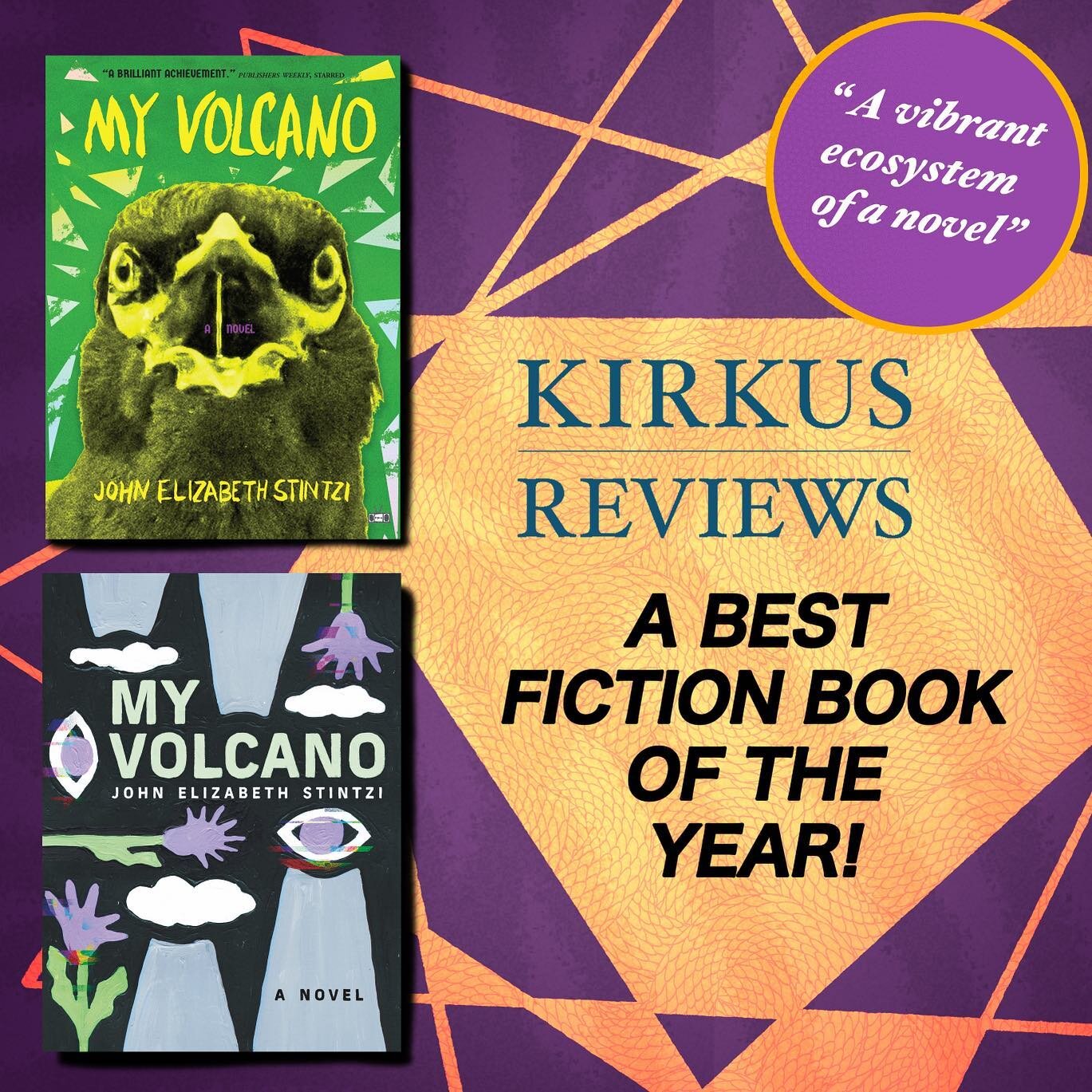 Jazzed to say that MY VOLCANO (@twodollarradio / @arsenalpulp) was named a BEST FICTION BOOK OF THE YEAR by @kirkus_reviews. Check the link in my bio! (You can filter for &ldquo;Best Fiction Voices of 2022&rdquo; to find me faster!)