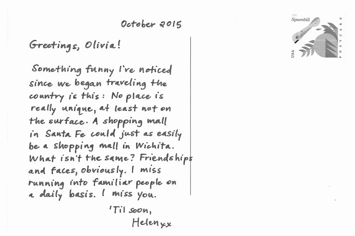 handwritten postcard