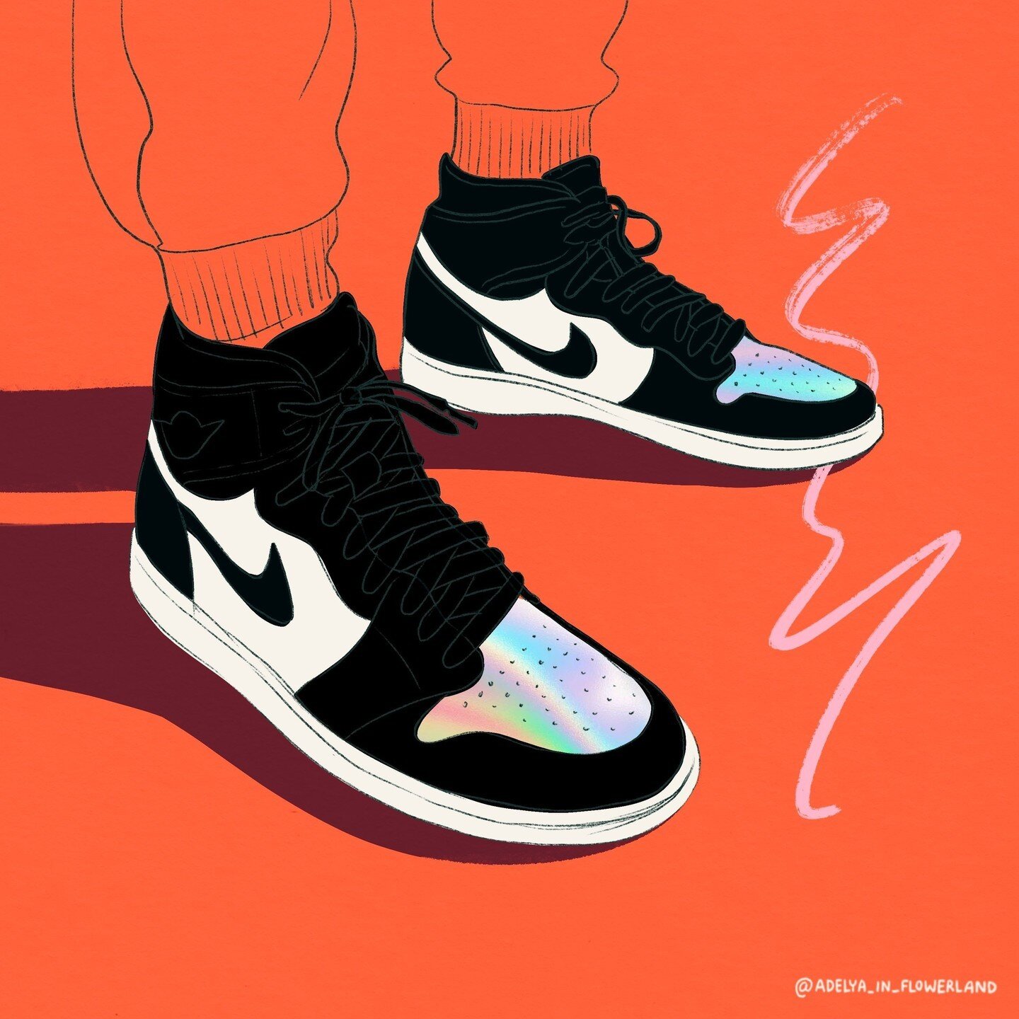 This one is an oldie, but I had so much fun drawing these Jordan 1 sneakers 👟✨ #nicekicks #sneakerart #nikejordan1