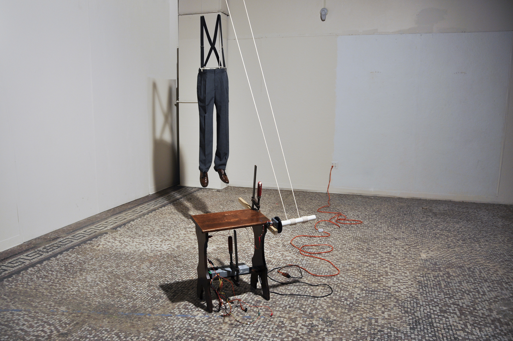   2013 , trousers, desk, rope, shoes 
