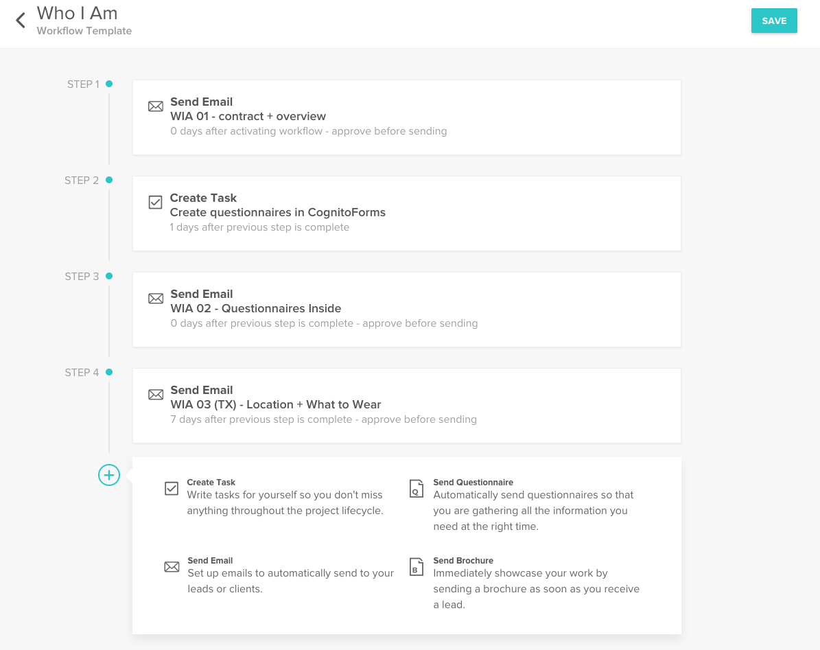 Create custom workflows for different client types in Honeybook