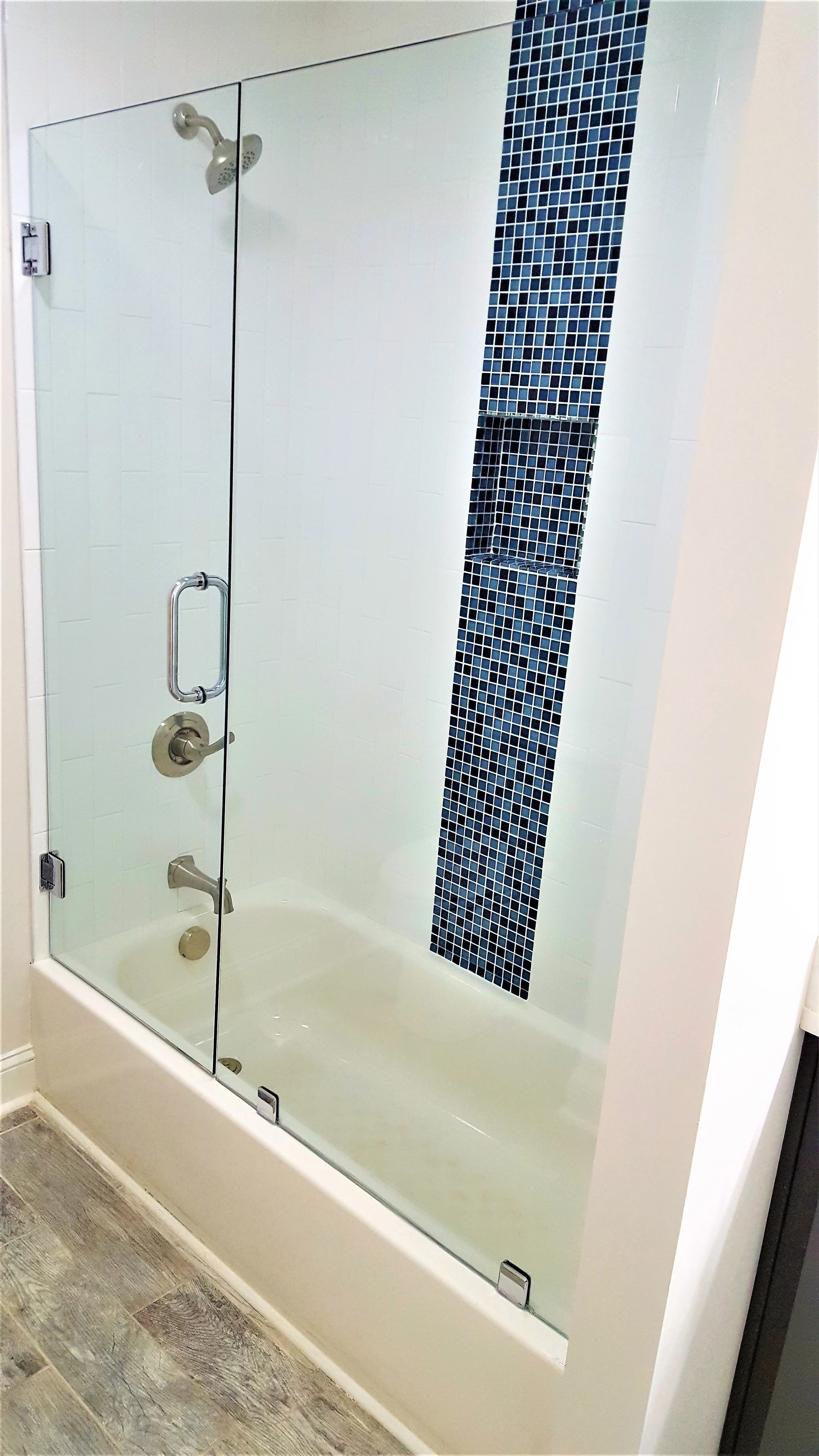 Frameless Shower Door on Tub