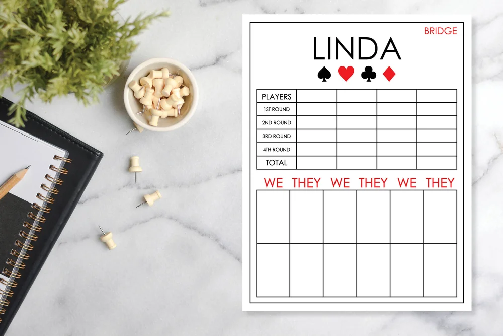 LARGE BRIDGE SCORE PAD — a little card company