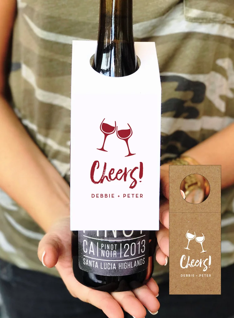 (Set of 15) WINE TAGS: Wine Glass Cheers  a little card company