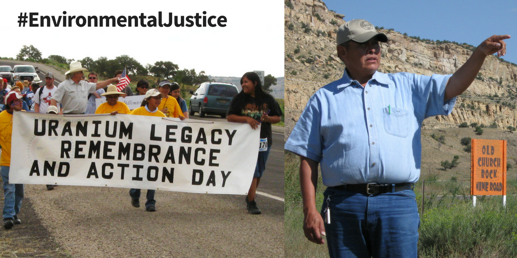 Navajo community members (left) and Larry King (right) stand up to the uranium mining industry