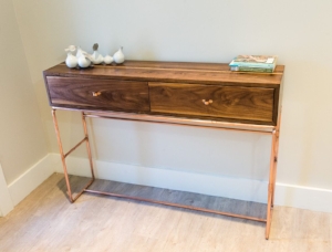 Auction Item: Walnut & Oak Table With Copper Legs by Ryan Nier