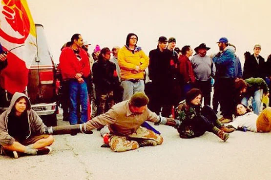 Protestors refuse to be evicted from the 1998 Ward Valley occupation.