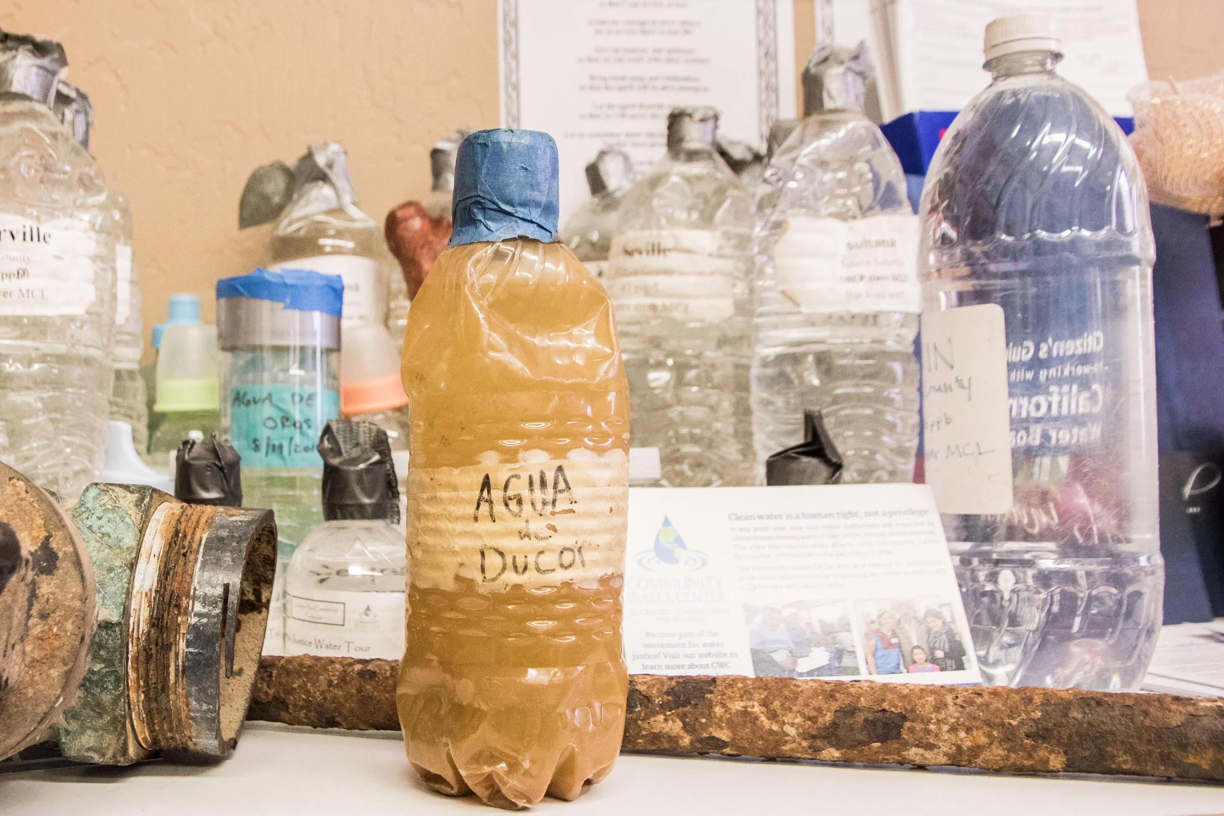 Muestras de agua de la llave recogidas en algunos lugares del Valle de San Joaquín