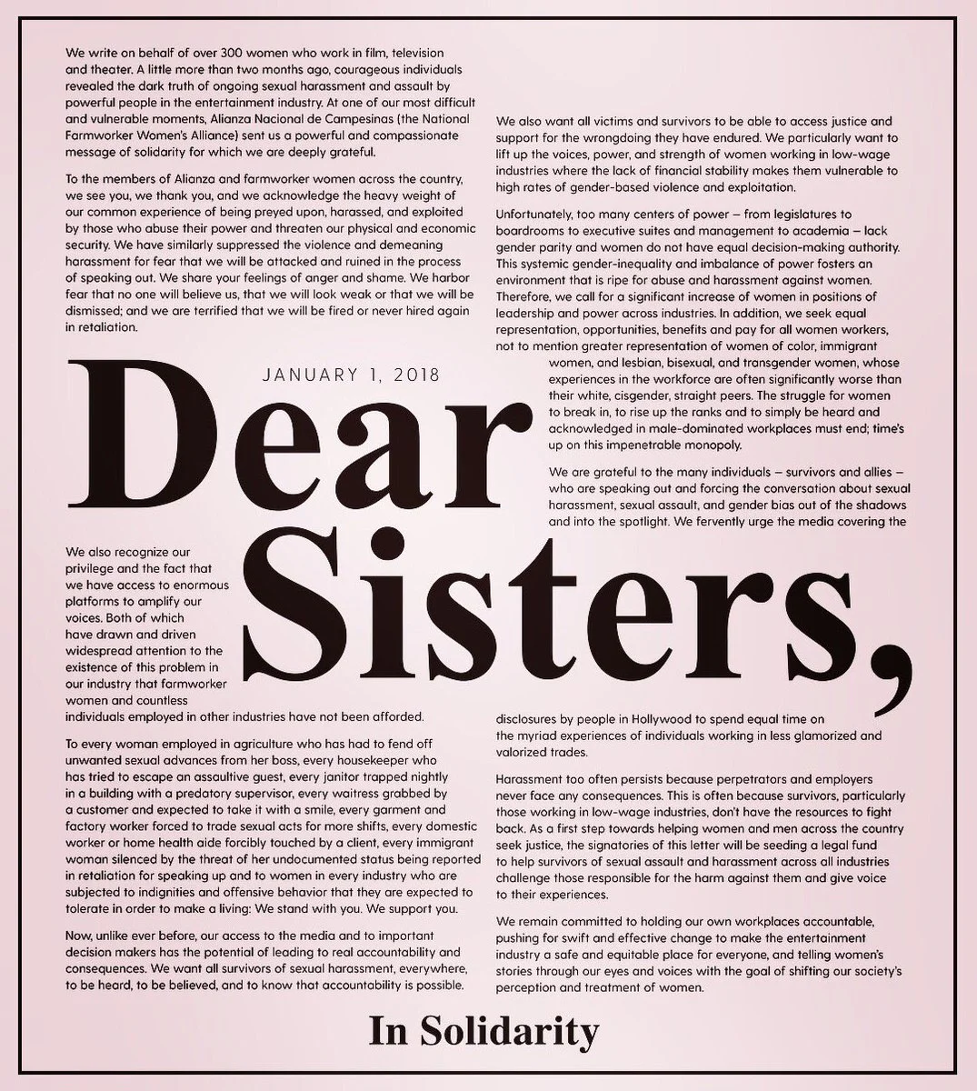 The “Dear Sisters” letter illuminated the parallel experiences of sexual harassment and abuse haunting farmworkers.