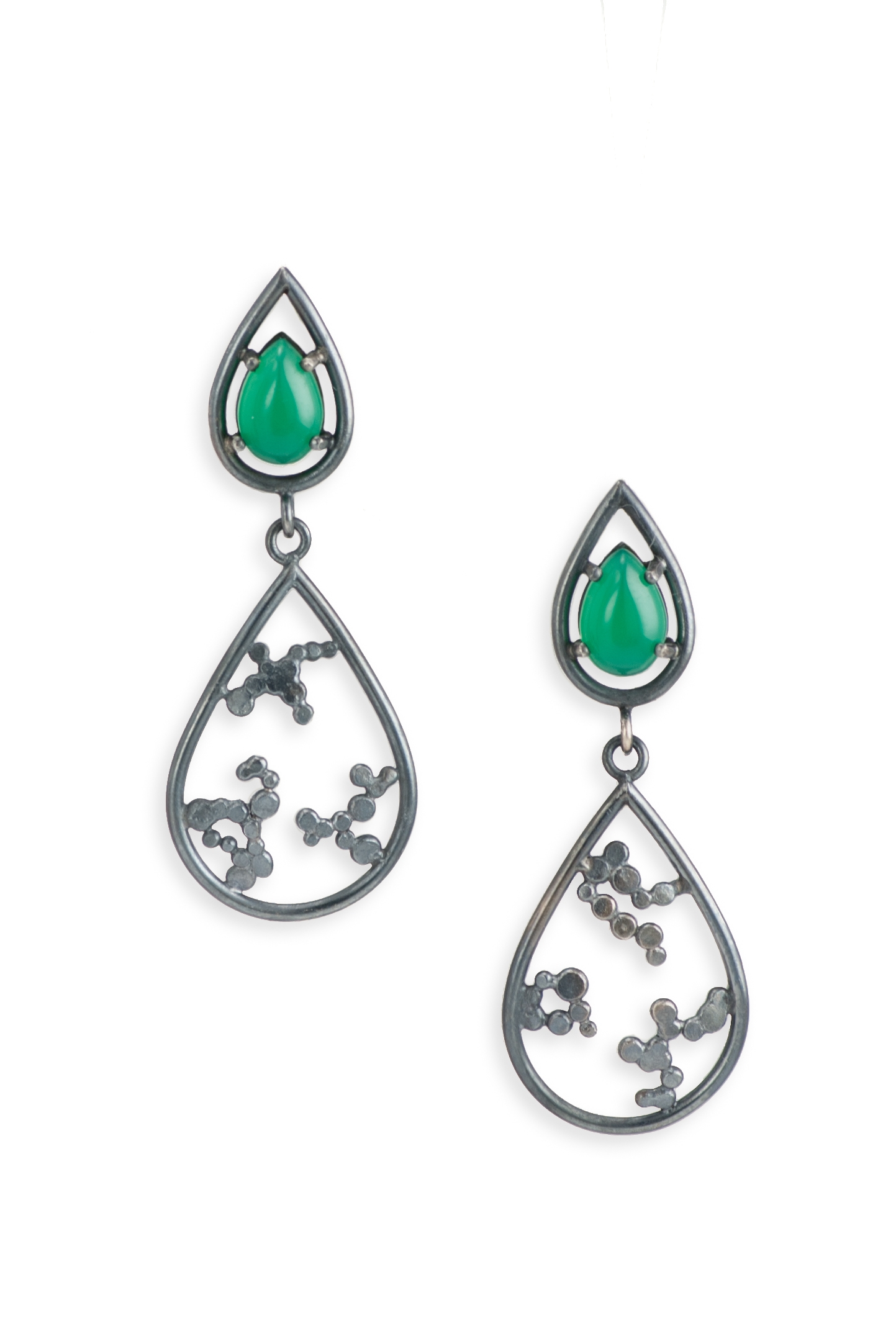 Night Garden Earrings | Sterling, argentium, green onyx