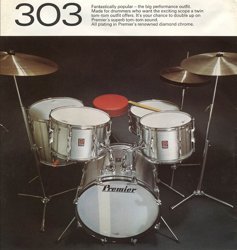 Premier Vintage 1970s Premier Drum Kit 22x14 14x8 6x15 Silver Star Finish Standard Sizes 