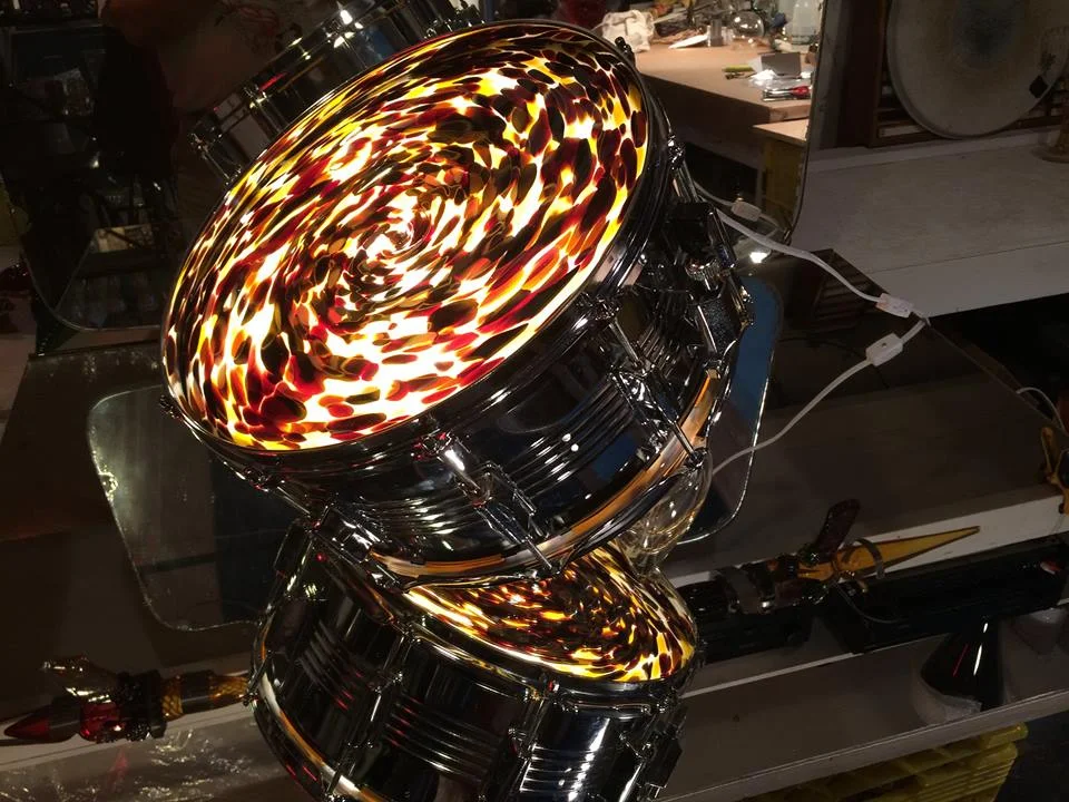 Blown Glass Drum Heads? Beautiful drum lamps by Vancouver artist