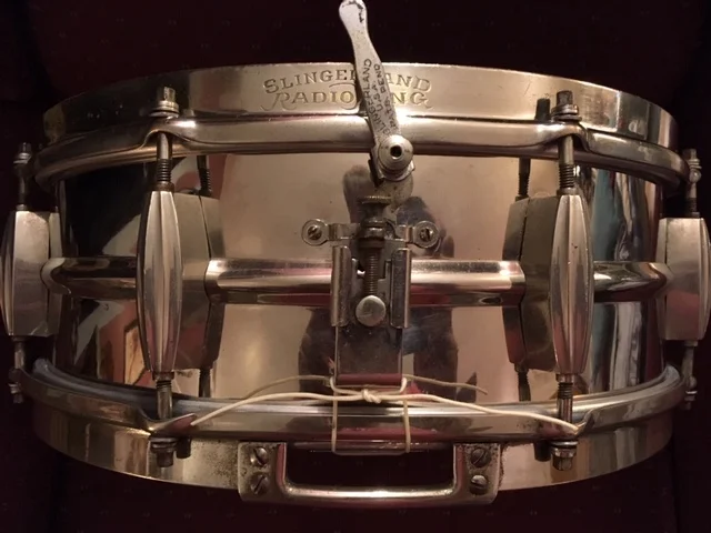 A Rare Slingerland Radio King 5x14 Brass Shell Snare Drum