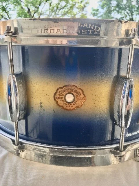 THE RARE SLINGERLAND BROADCASTER TRI-COLOR SNARE DRUM