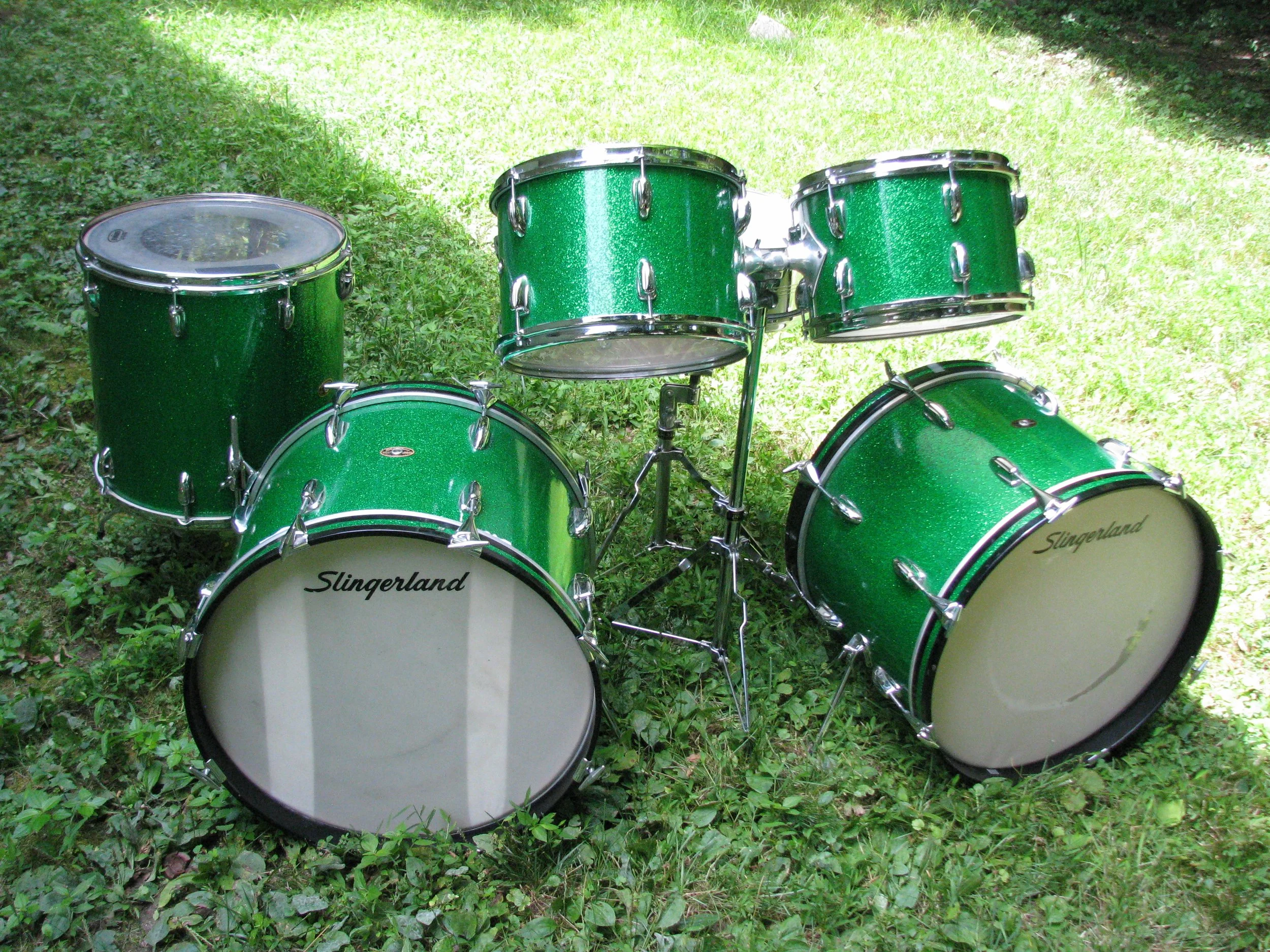 1969-1970 Slingerland Green Glass Glitter Duet Set