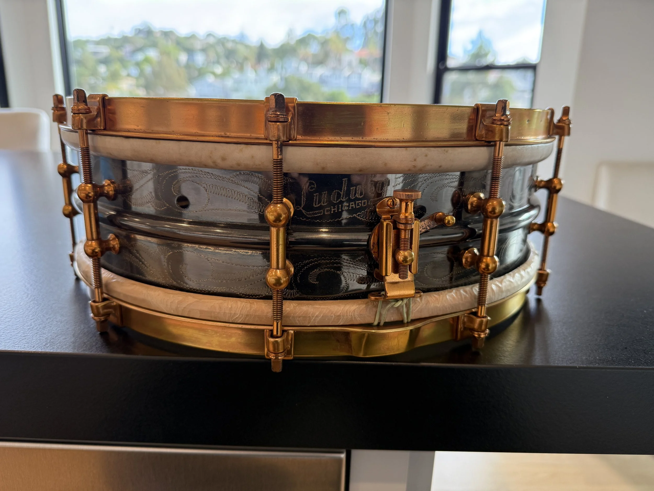 1924-25 LUDWIG &amp; LUDWIG 4x14 10 LUG/SCROLL DeLUXE
