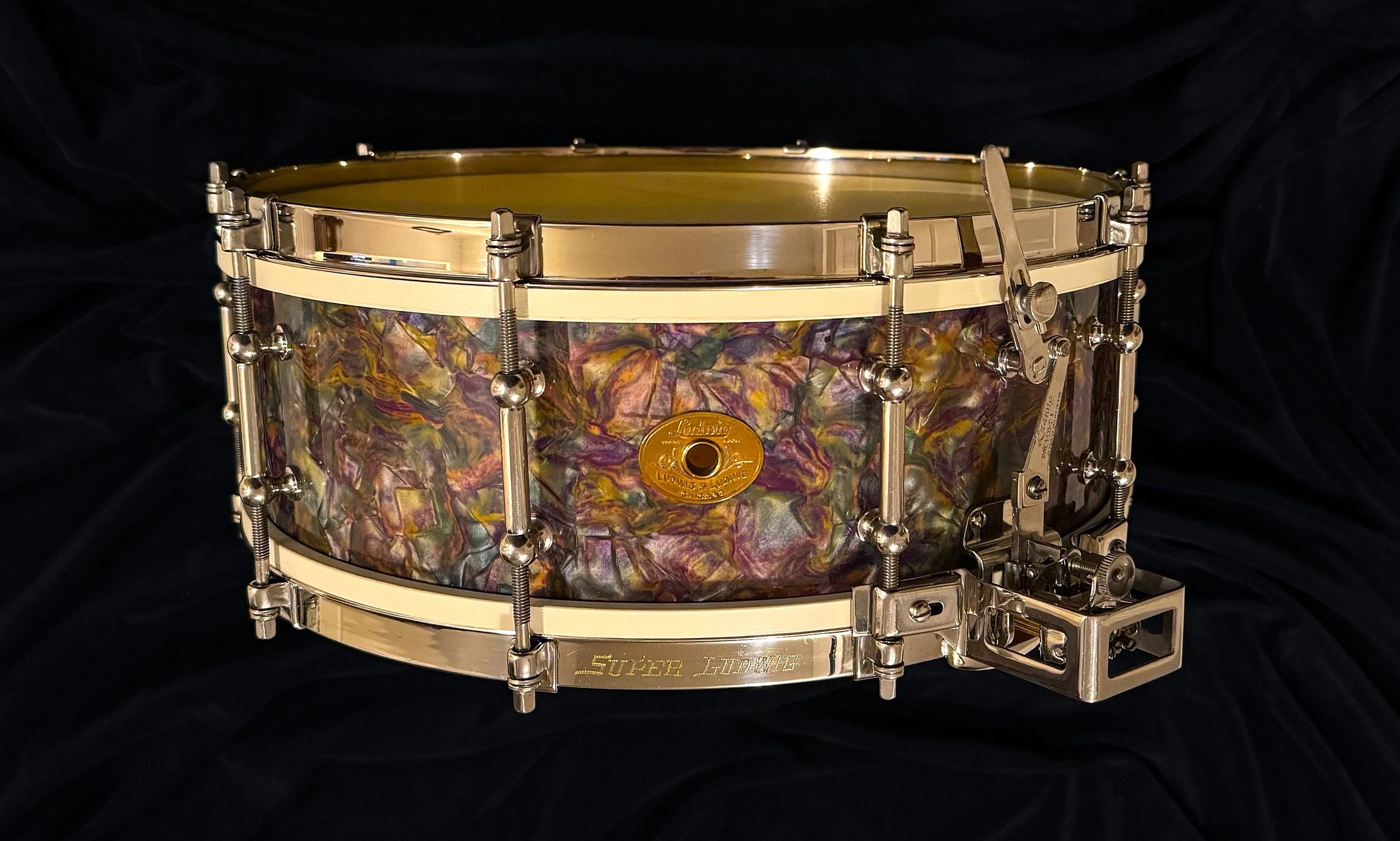 1928-1930 Ludwig &amp; Ludwig Peacock Pearl Super-Ludwig Snare Drum
