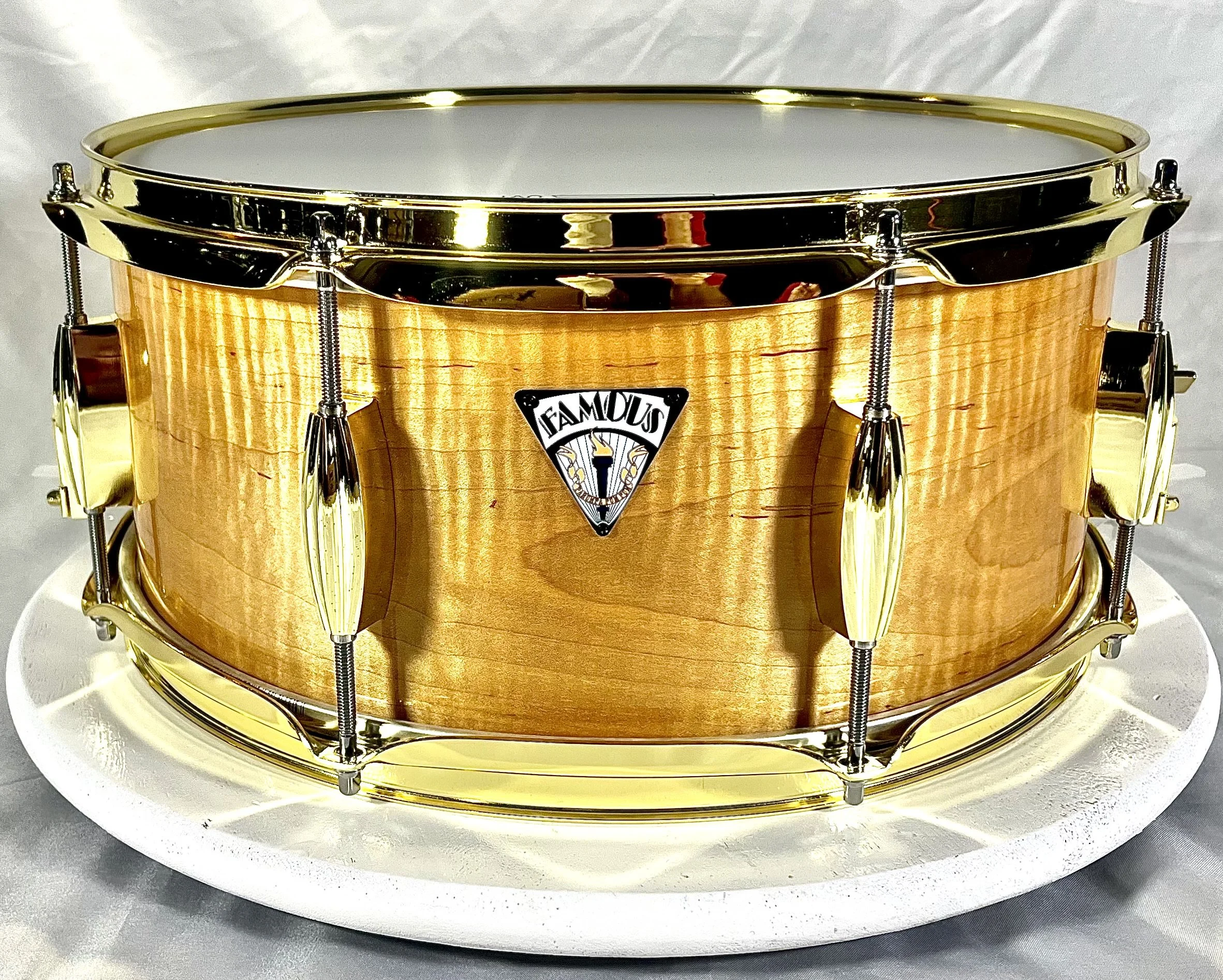 Famous Drum Company "Solid Eight" 6.5"x14" Curly Maple Shell Snare Drum