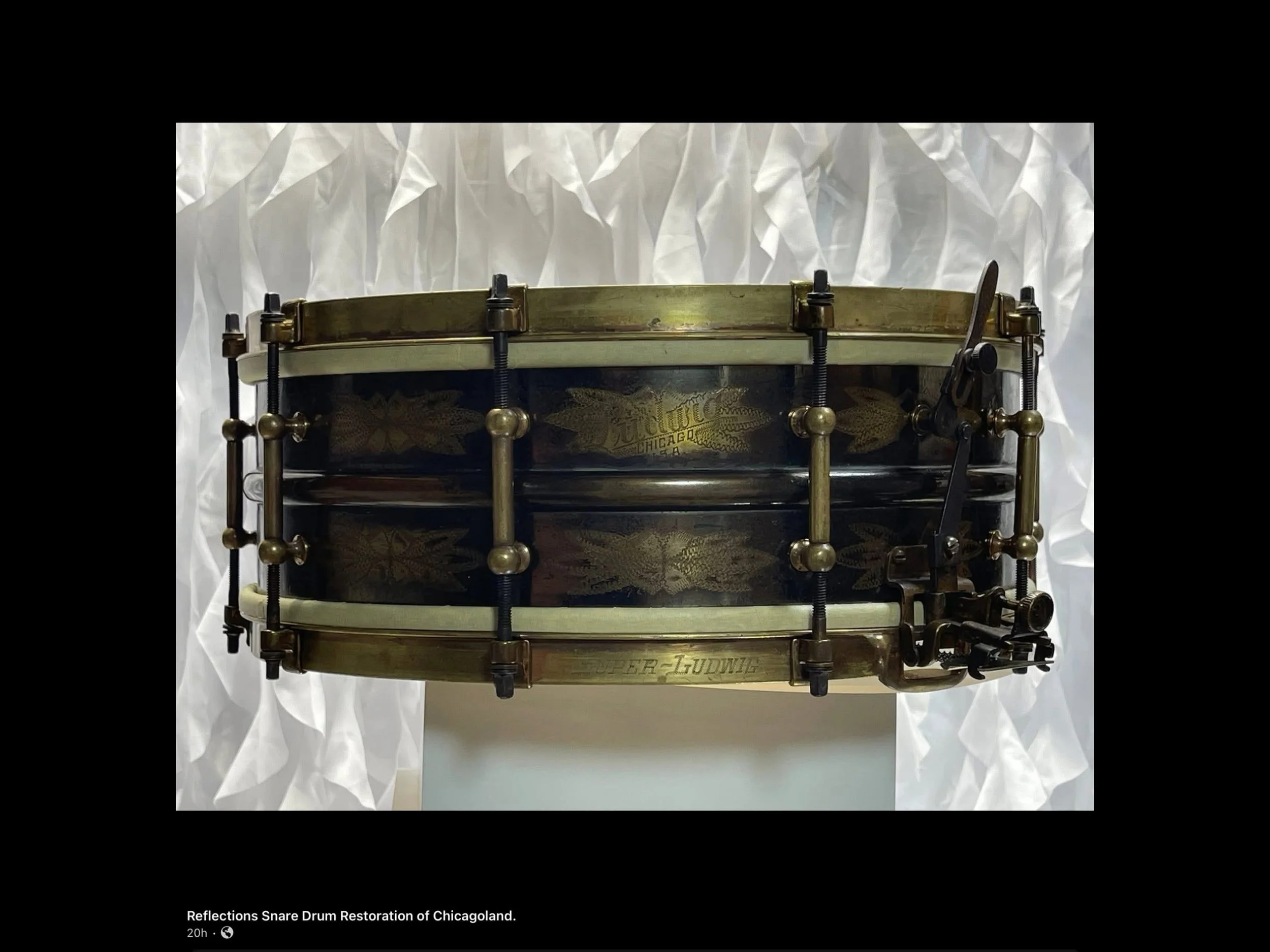 1927 Ludwig 5x14 Super Ludwig DeLuxe No.231 10 Lug Black Beauty Snare