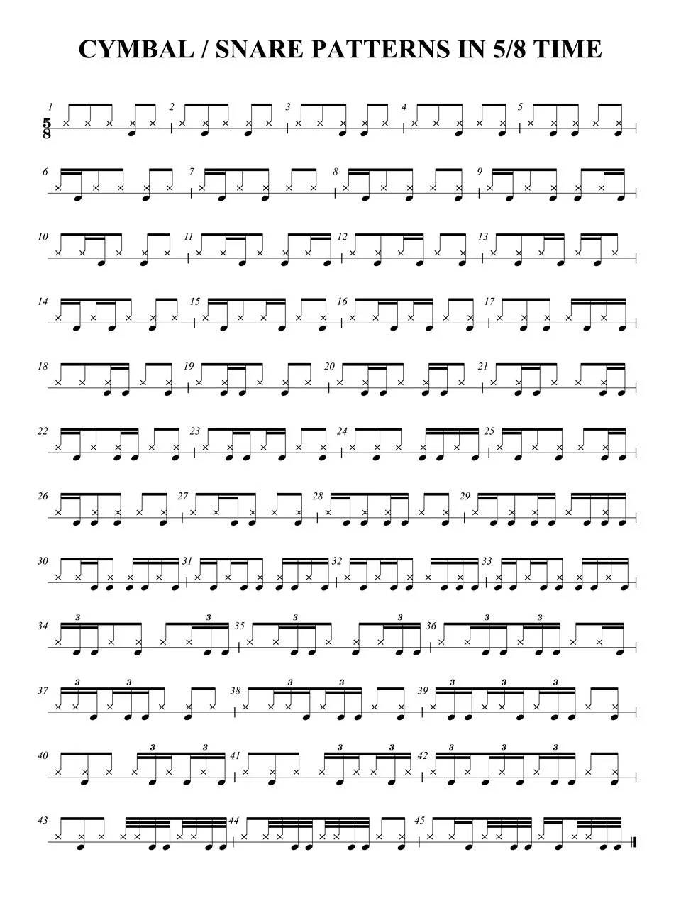 Cymbal & Snare Rock Beats in 5/8 Time — Not So Modern Drummer