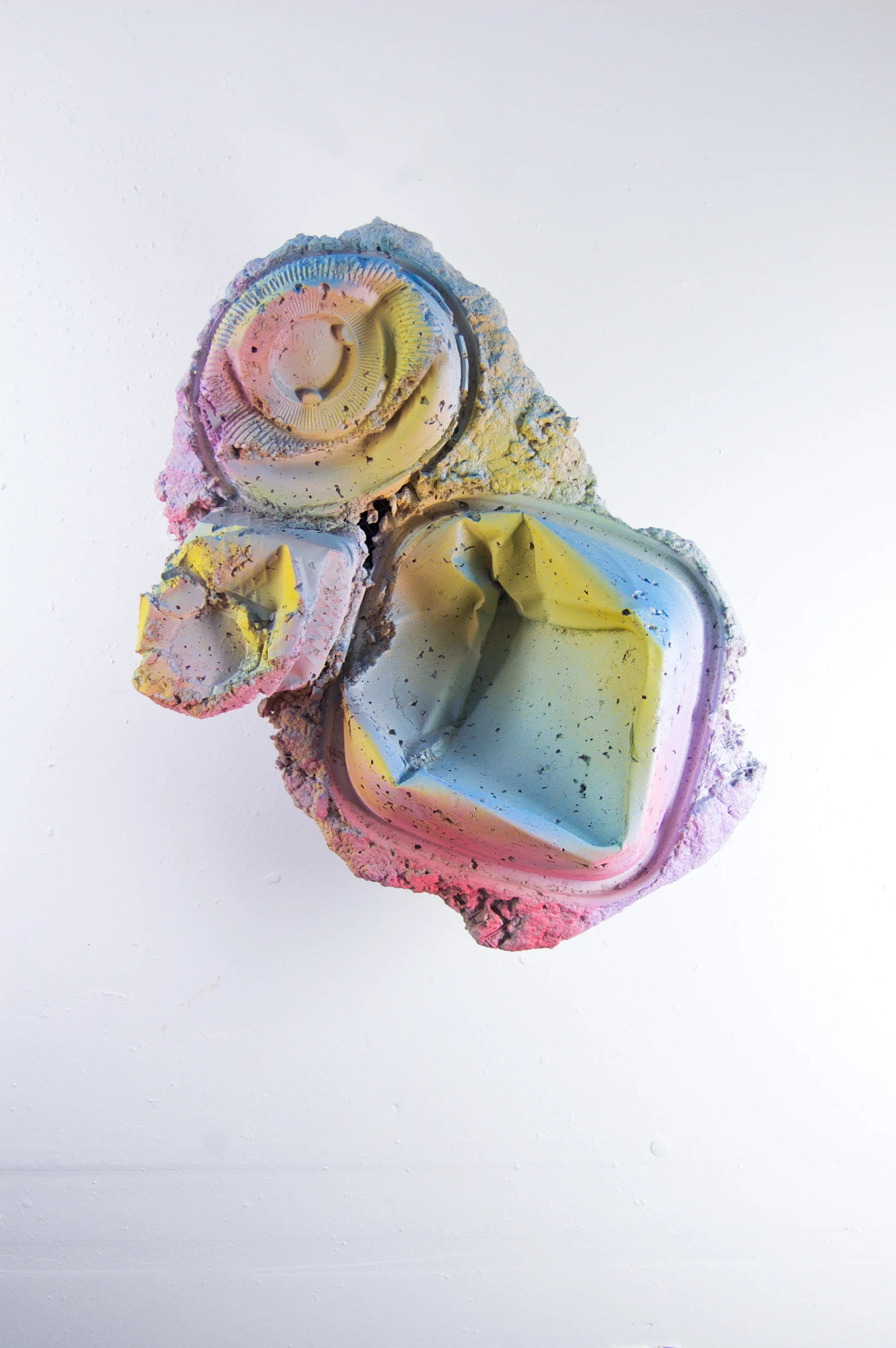 Zeugma (Gang) Concrete, paper pulp from shredded documents, wire mesh, 3-gang electric box, spray paint . 14"x12"x8" 2015