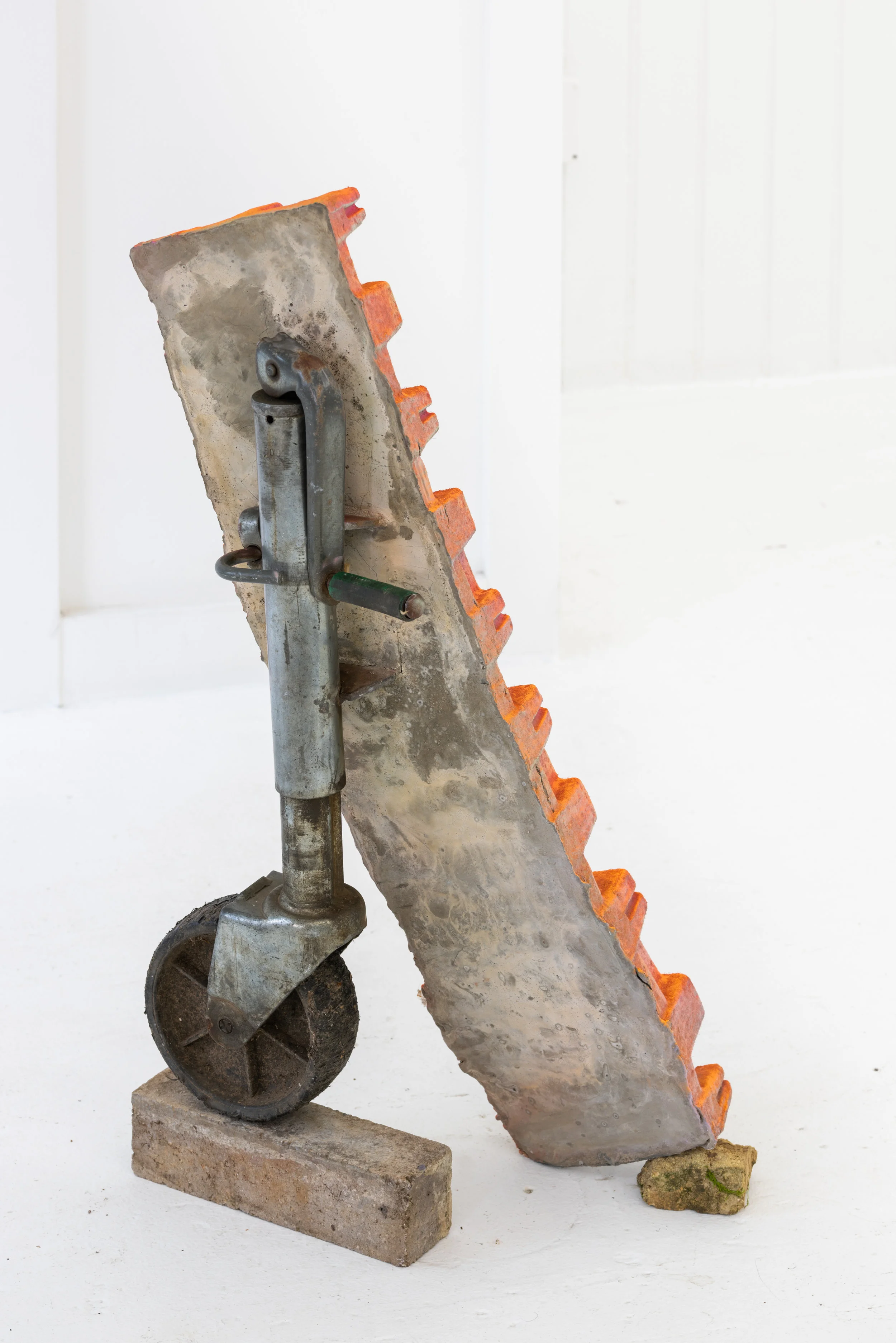 Jacked (detail) Cement, wire mesh, trailer jack, acrylic paint, brick. 32”x25”x12” 2018 Photo Credit: Mario Gallucci
