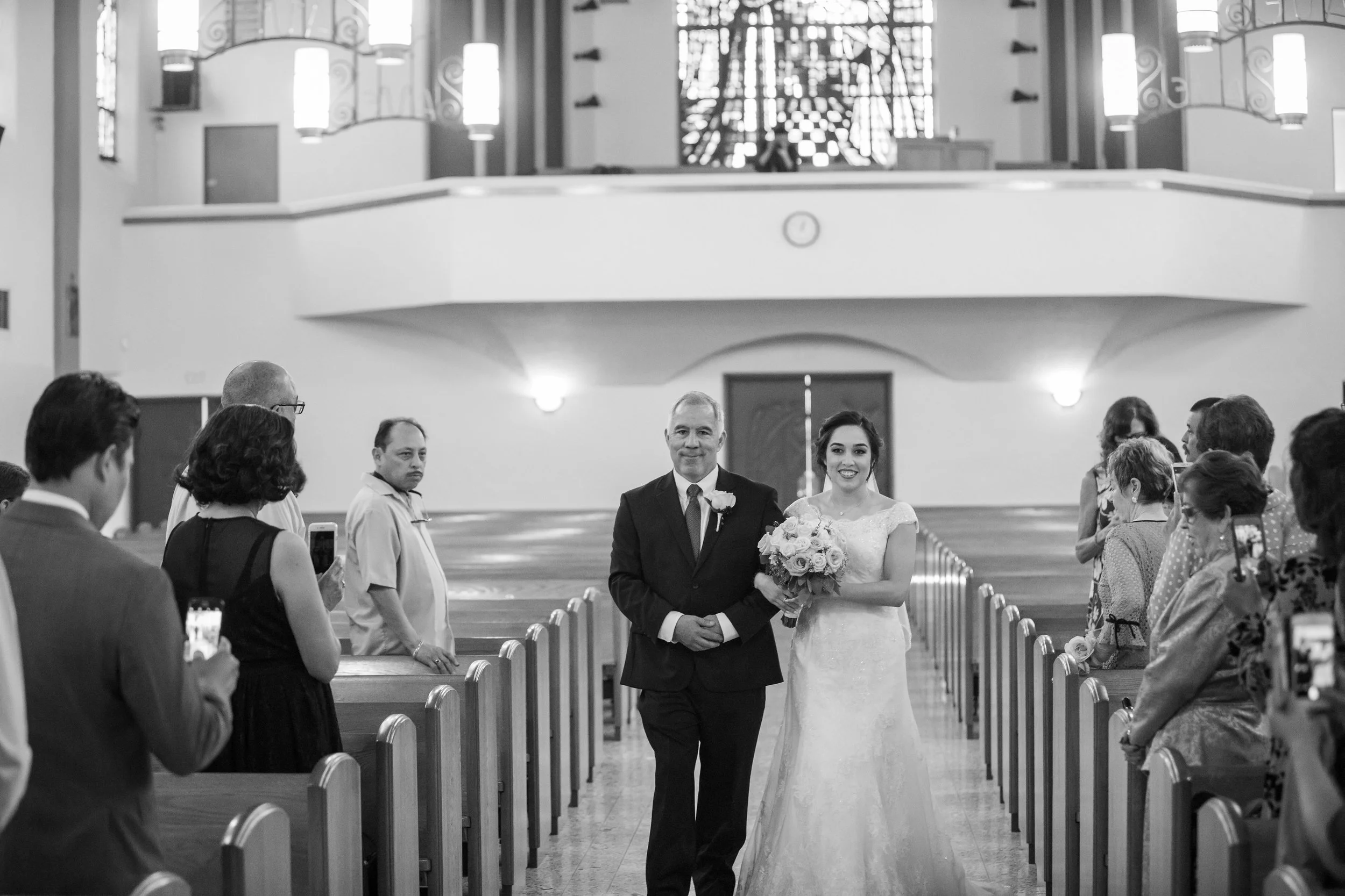 ! Bridal Entrance to Catholic Church Ceremony with Father.jpg