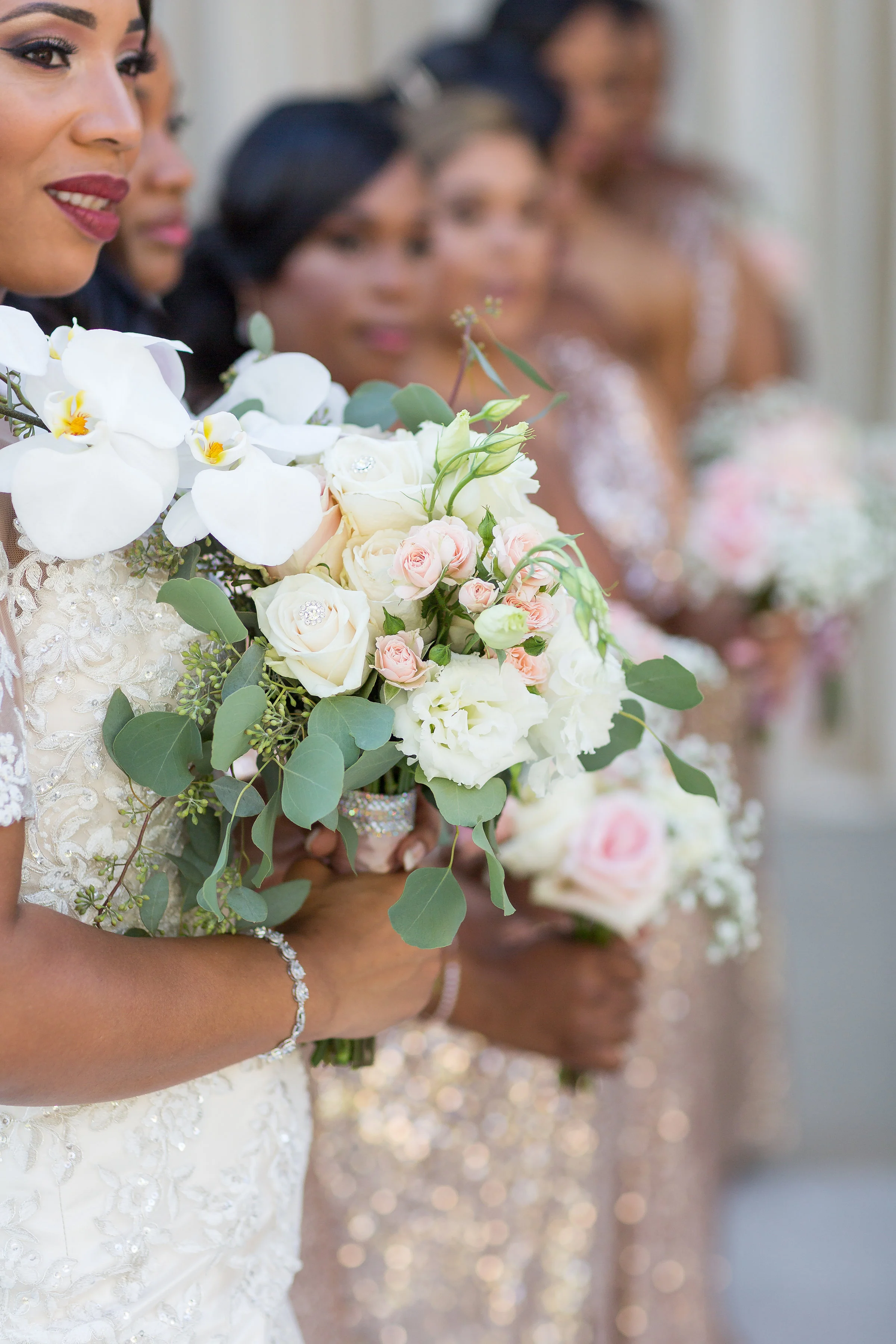 ! Artistic Wedding Ceremony Photography of Bride and Bridesmaids with Bouquets.jpg