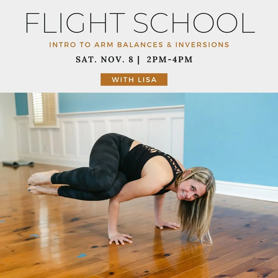 An all levels workshop for those new to arm balances and inversions and for students who already take flight but are looking to grow!