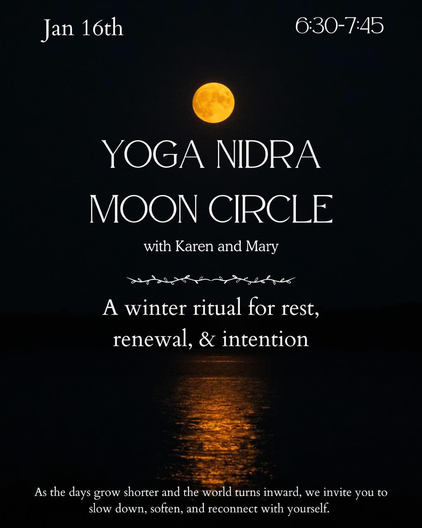 ✨ January at the Studio ✨
A new month, a fresh rhythm, and plenty of ways to move, rest, and reconnect.

🌑 New Moon Yoga Nidra
Set intentions, deeply rest, and reset your nervous system under the energy of the new moon.

🔥 Warm Yin Yoga
Slow, groun