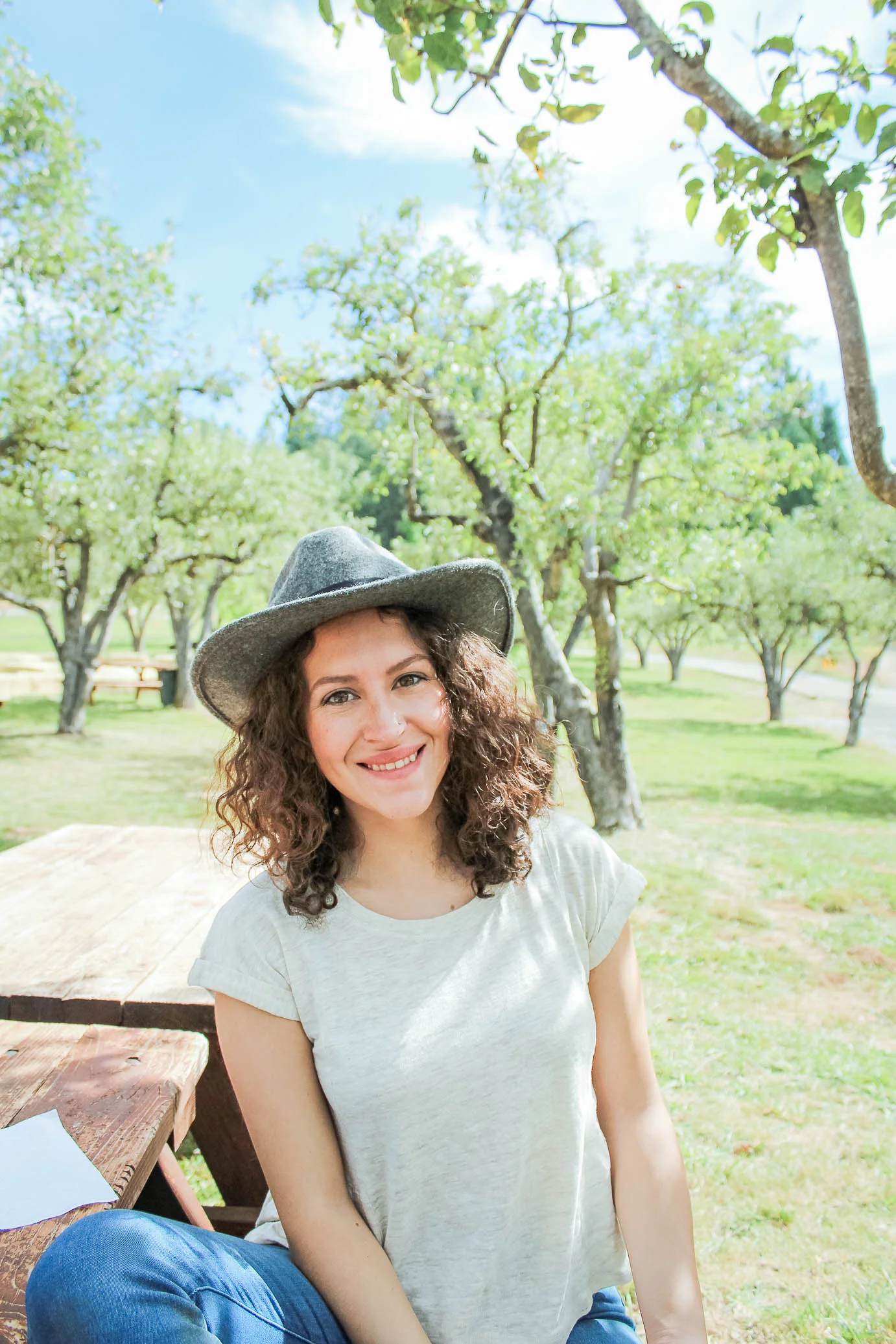 Apple picking outfit from my fall capsule wardrobe
