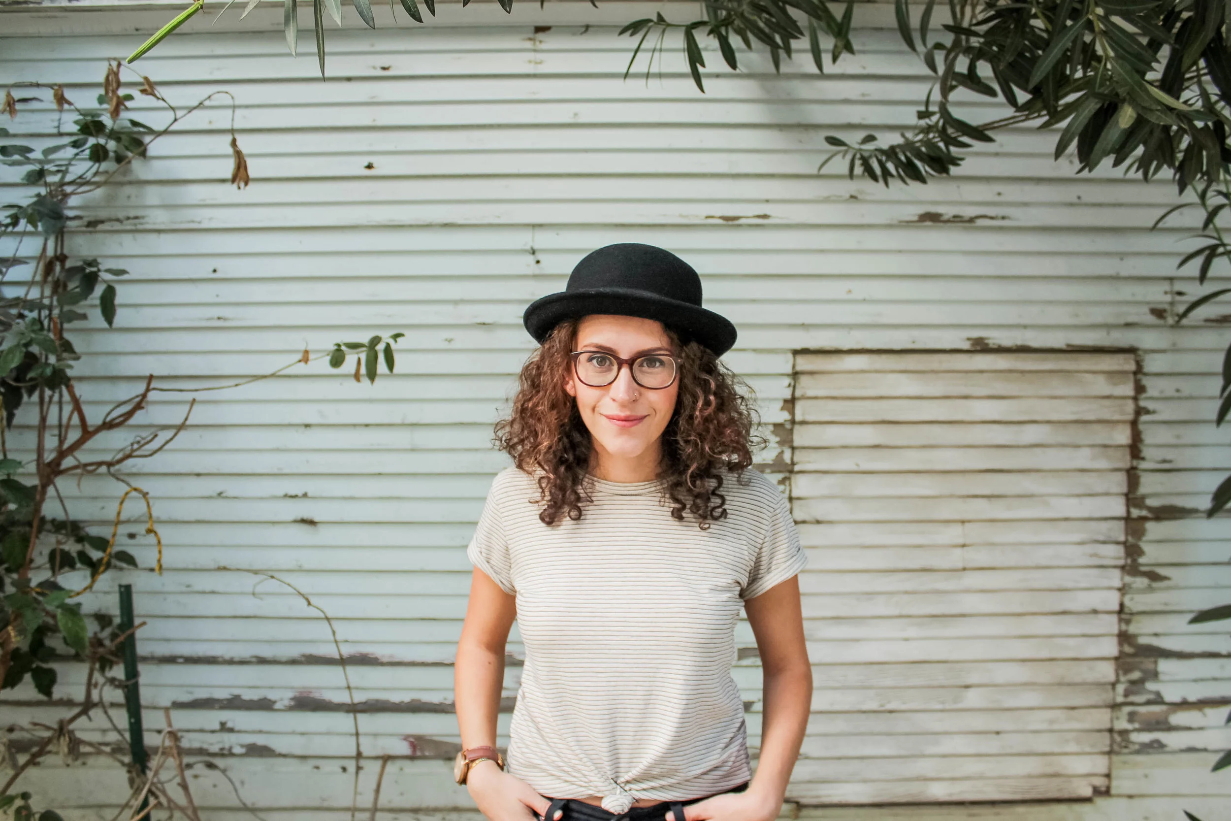 Project Social T striped t shirt casual outfit from my 2016 fall capsule wardrobe | Tinted Green