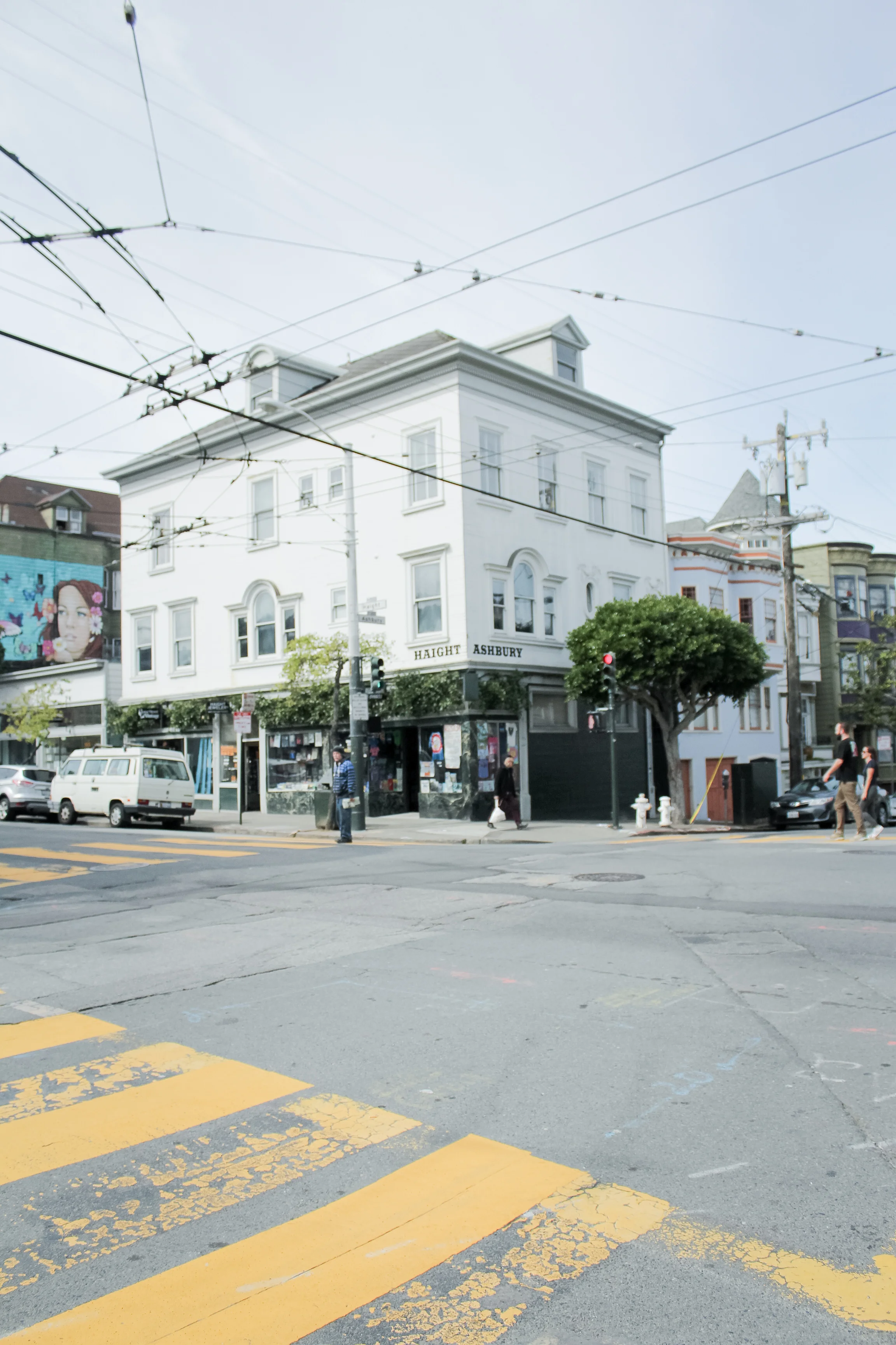 The corner of Haight-Ashbury in San Francisco, CA || 7 PLACES TO VISIT IN HAIGHT-ASHBURY, SAN FRANCISCO || tinted green