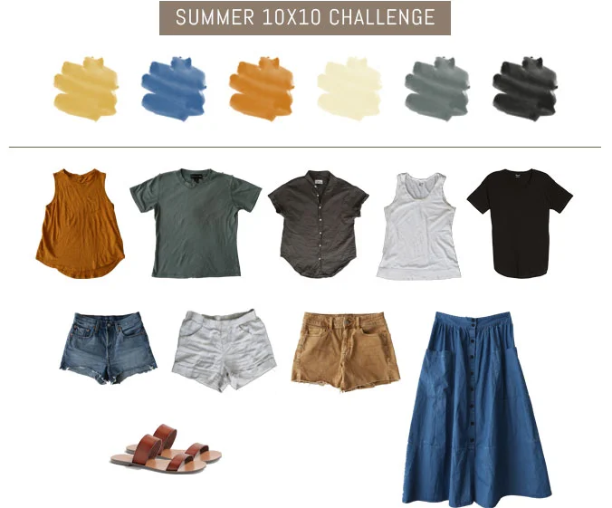 10 pieces 10 outfits summer, 10 items 10 ways summer, capsule wardrobe, nursing friendly outfits