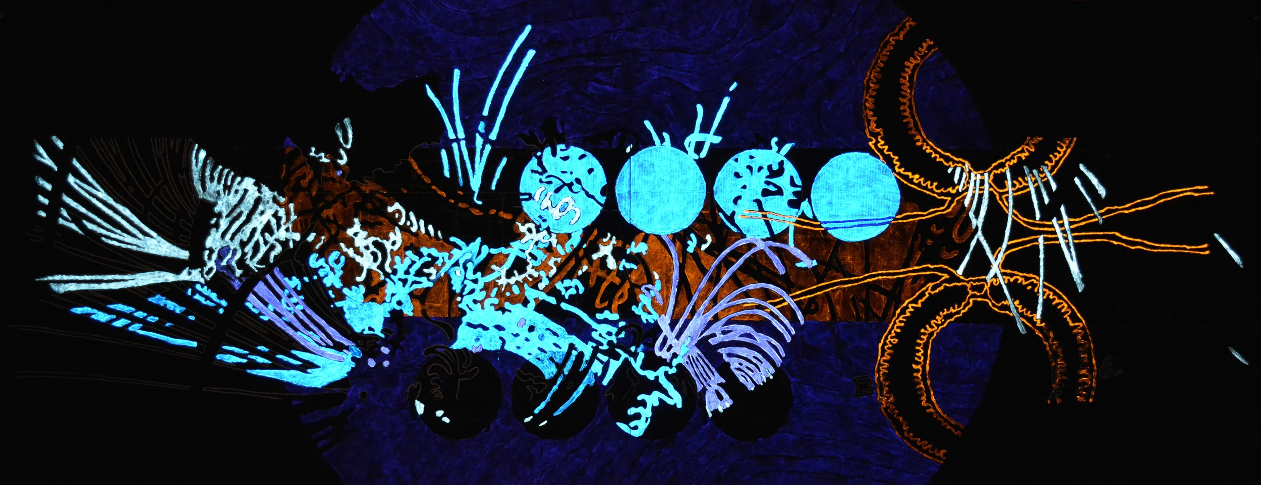 AB_ElectricUniversal2[Energy theory]_2014-2015_darkroom_ink,pastelandphoto-luminescentpigmentonpaper_H59.5cmxW153cm_DSC_0306.jpg