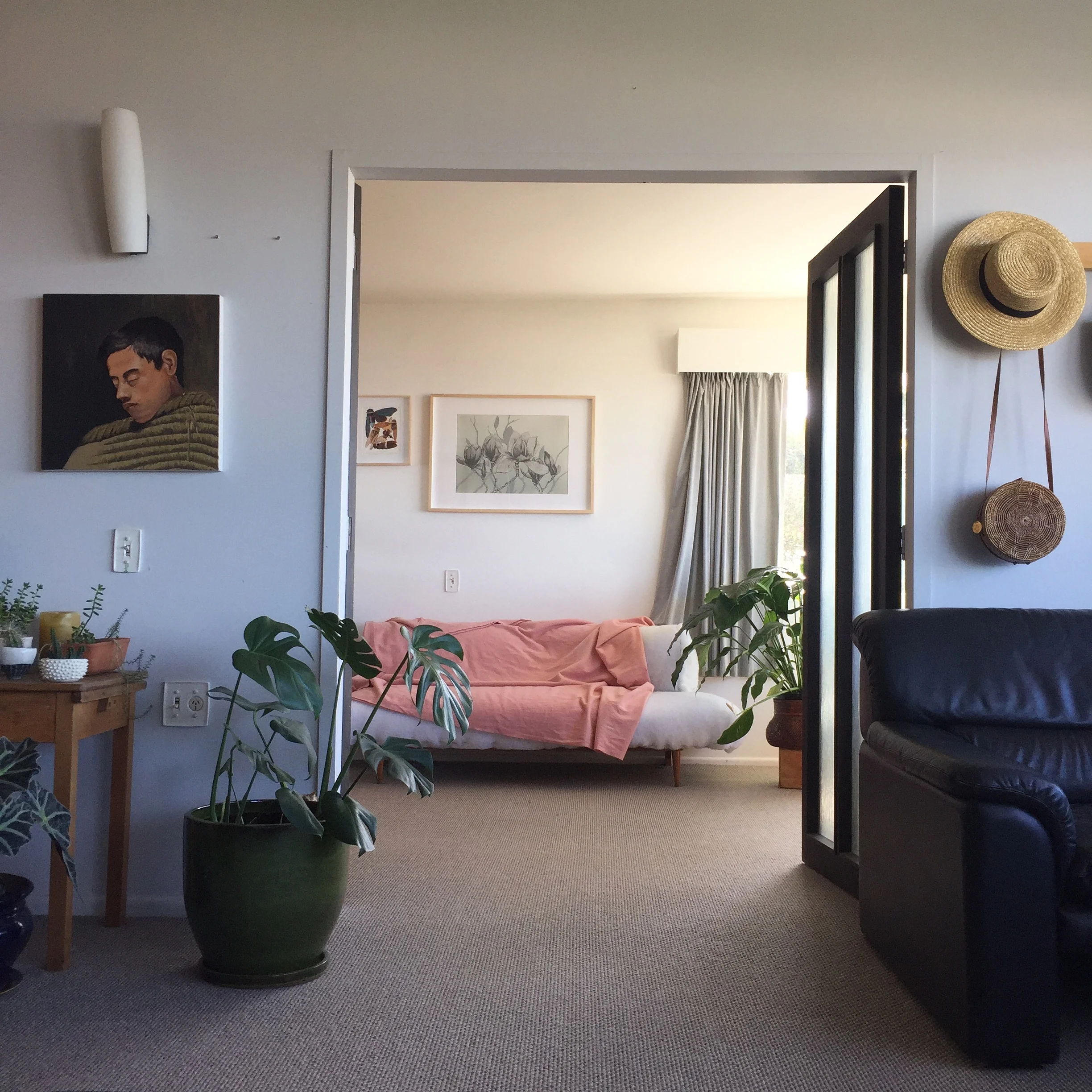 A custom dyed piece of wool for recovering a couch.