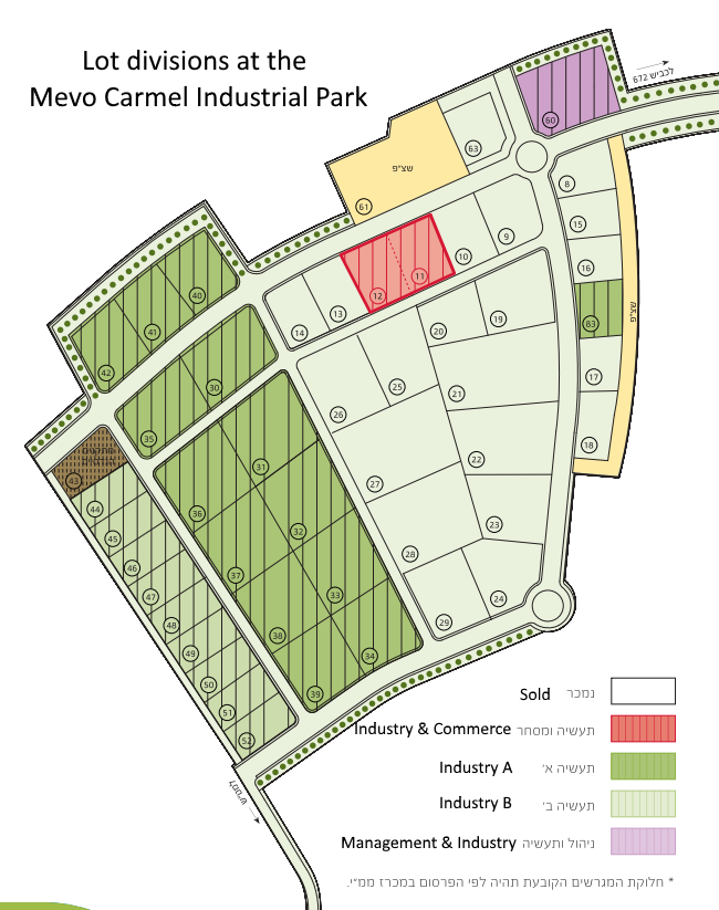 Lot divisions map from the Mevo Carmel web site .