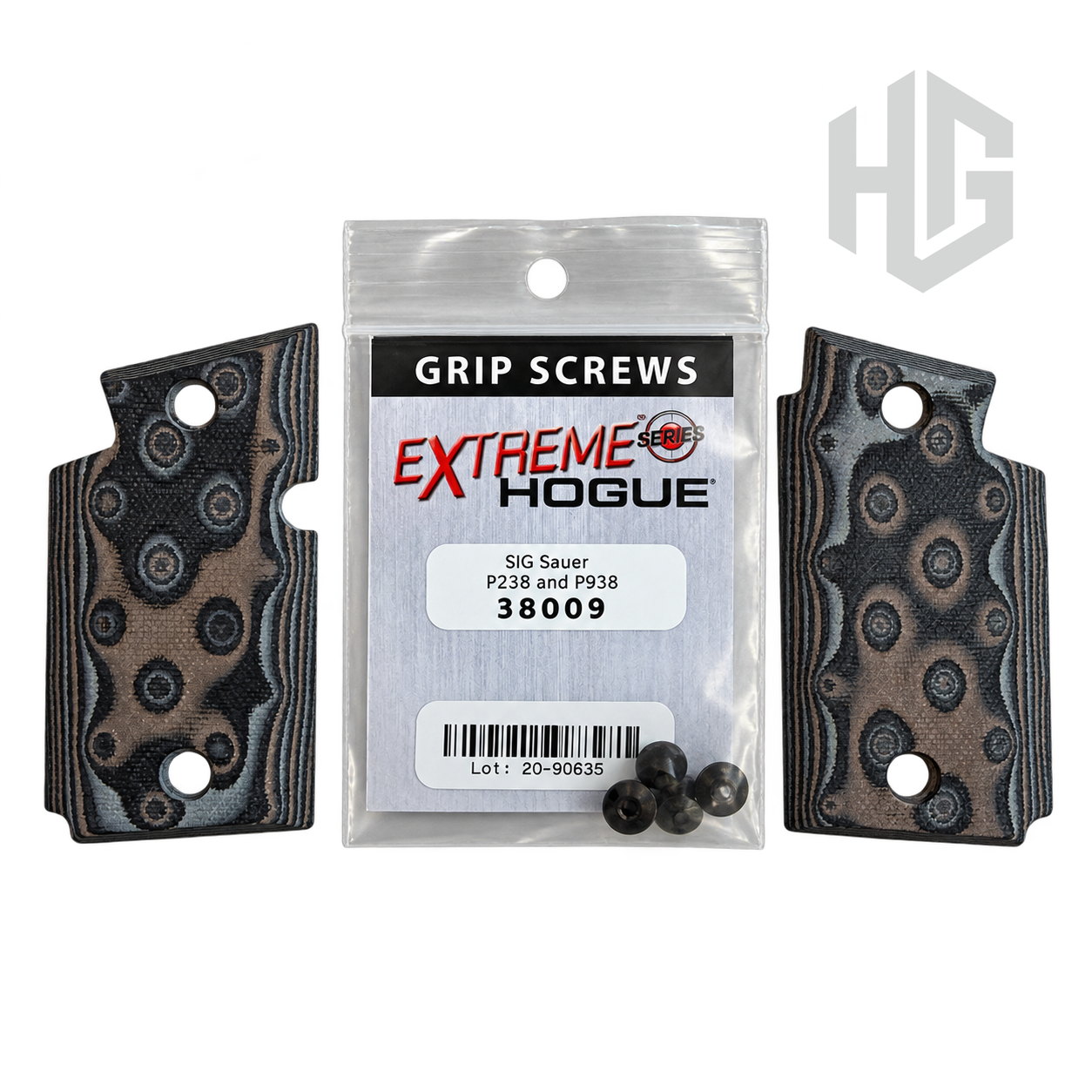 ประกับด้าม Hogue P938 สองข้างลายหลายโทน พร้อมถุงสกรูสีดำรหัส 38009 จำนวน 4 ตัว