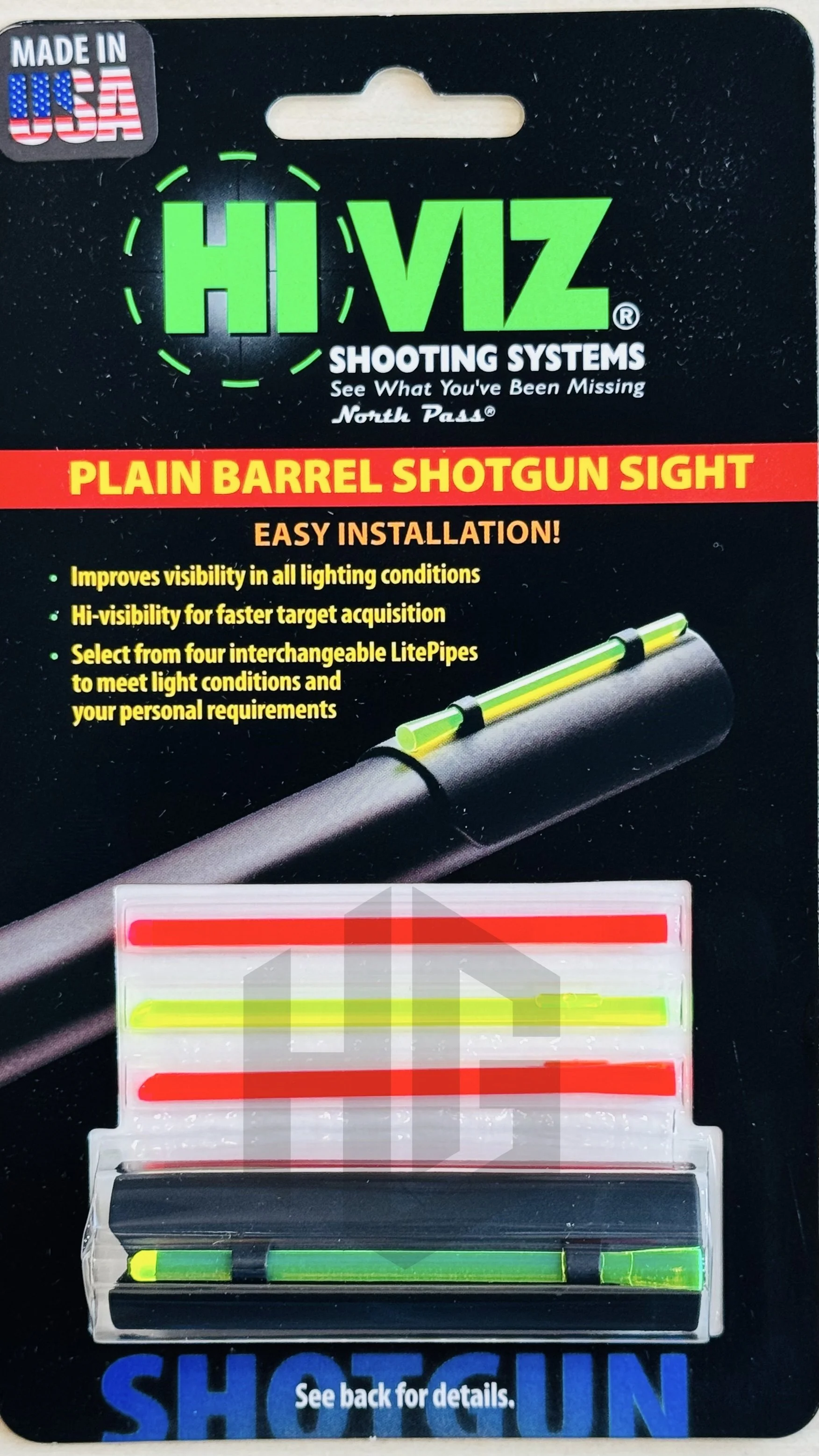 แพ็กเกจศูนย์ปืนลูกซอง HIVIZ MPB พร้อม LitePipe สีเขียวและสีแดงแบบถอดเปลี่ยนได้
